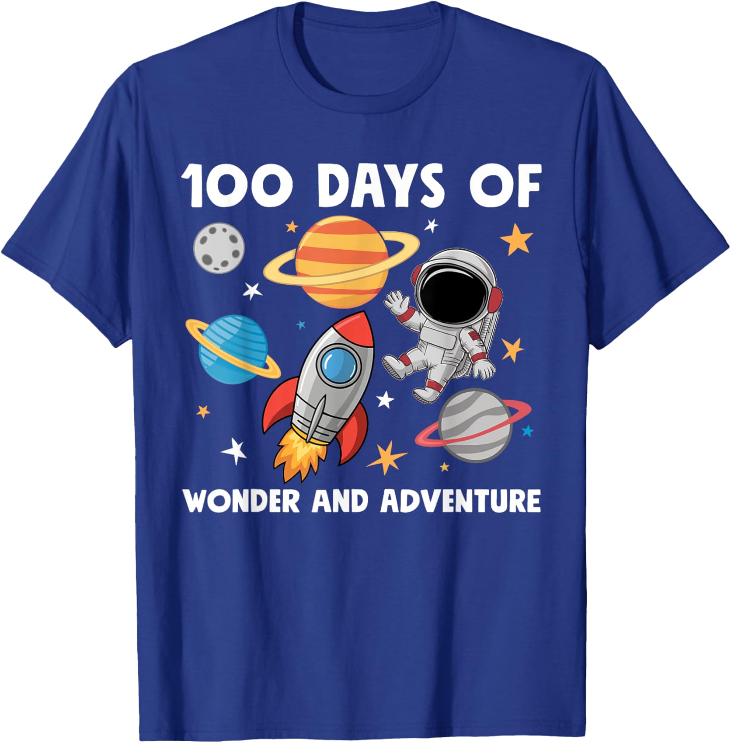 100 Days of School Astronaut T-Shirt for Boys Kids Space Theme Fun - 1