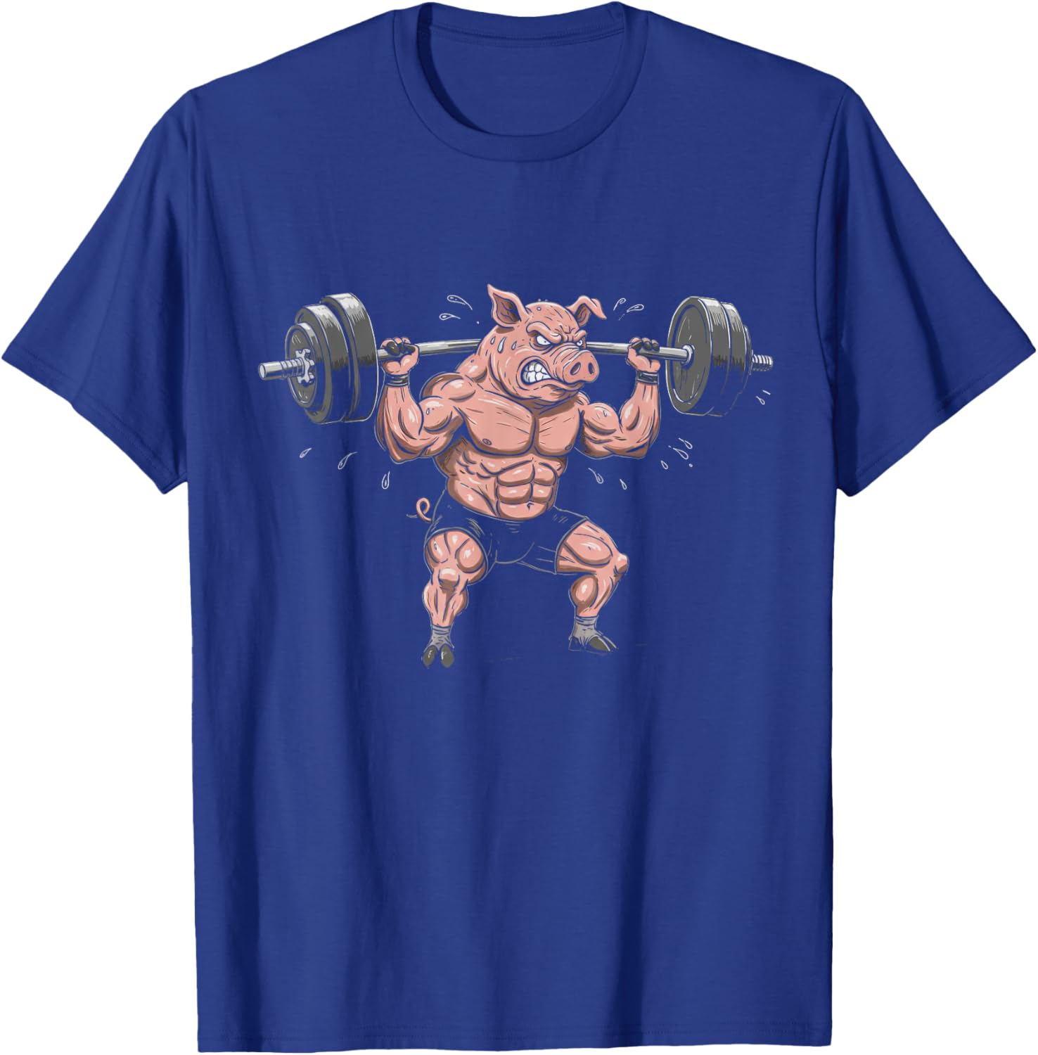 Funny Muscular Pig Lifting Barbell Gym T-Shirt for Workout Lovers - 7