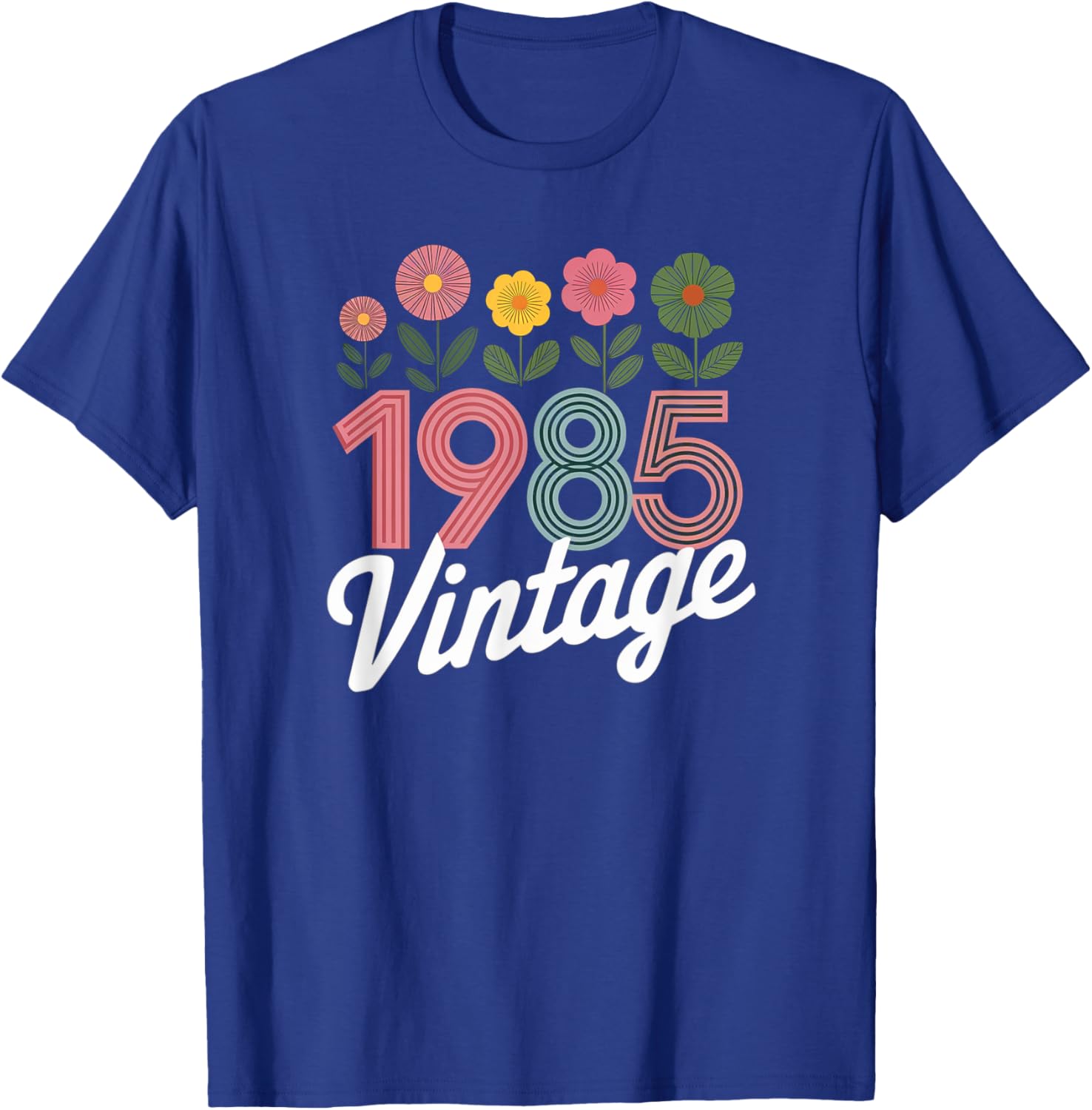 Vintage 1985 Retro Flowers T-Shirt for Birthday Girls and Women - 2