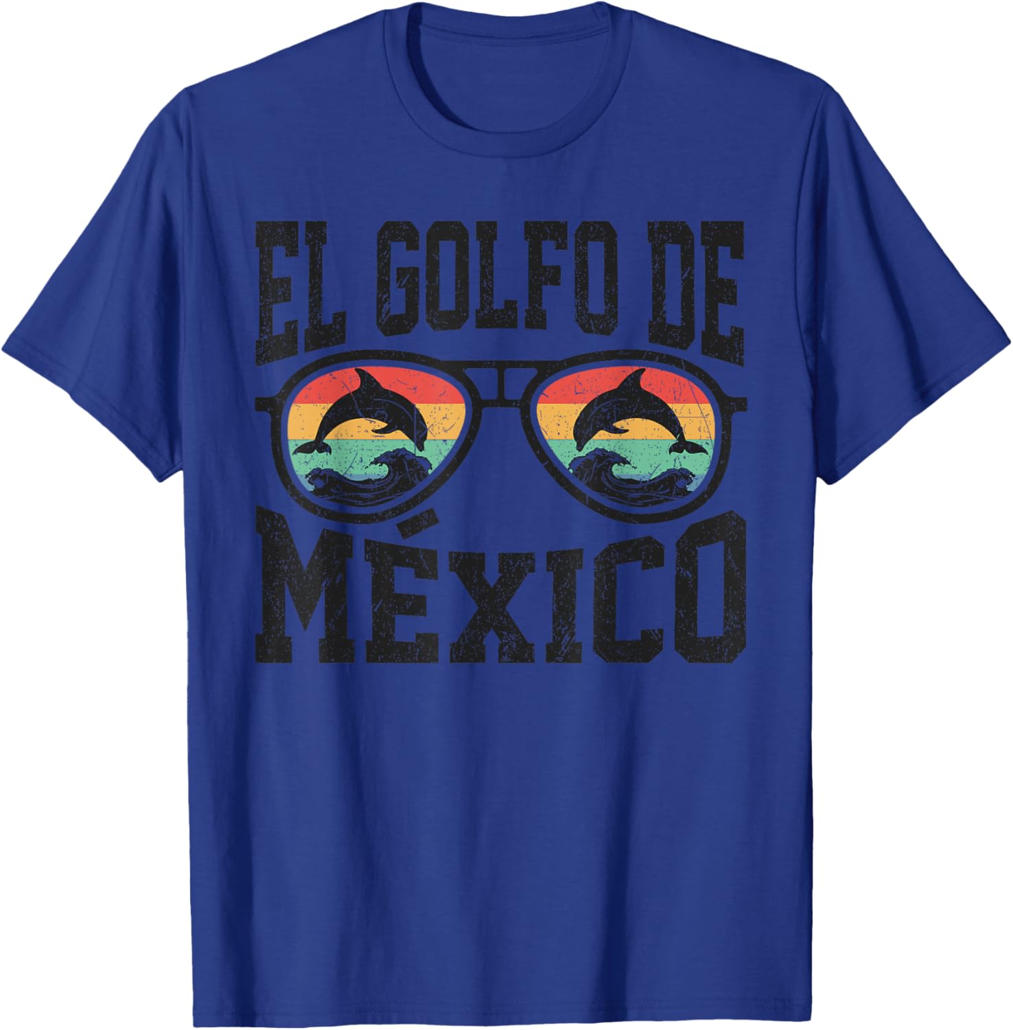 El Golfo De Mexico Dolphin Beach T-Shirt Retro Vintage Sunglasses Style - 6