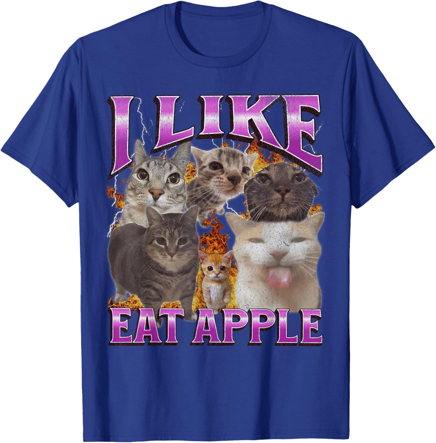 Funny Cat Meme Graphic T-Shirt I Like Eat Apples for Men and Women - 6