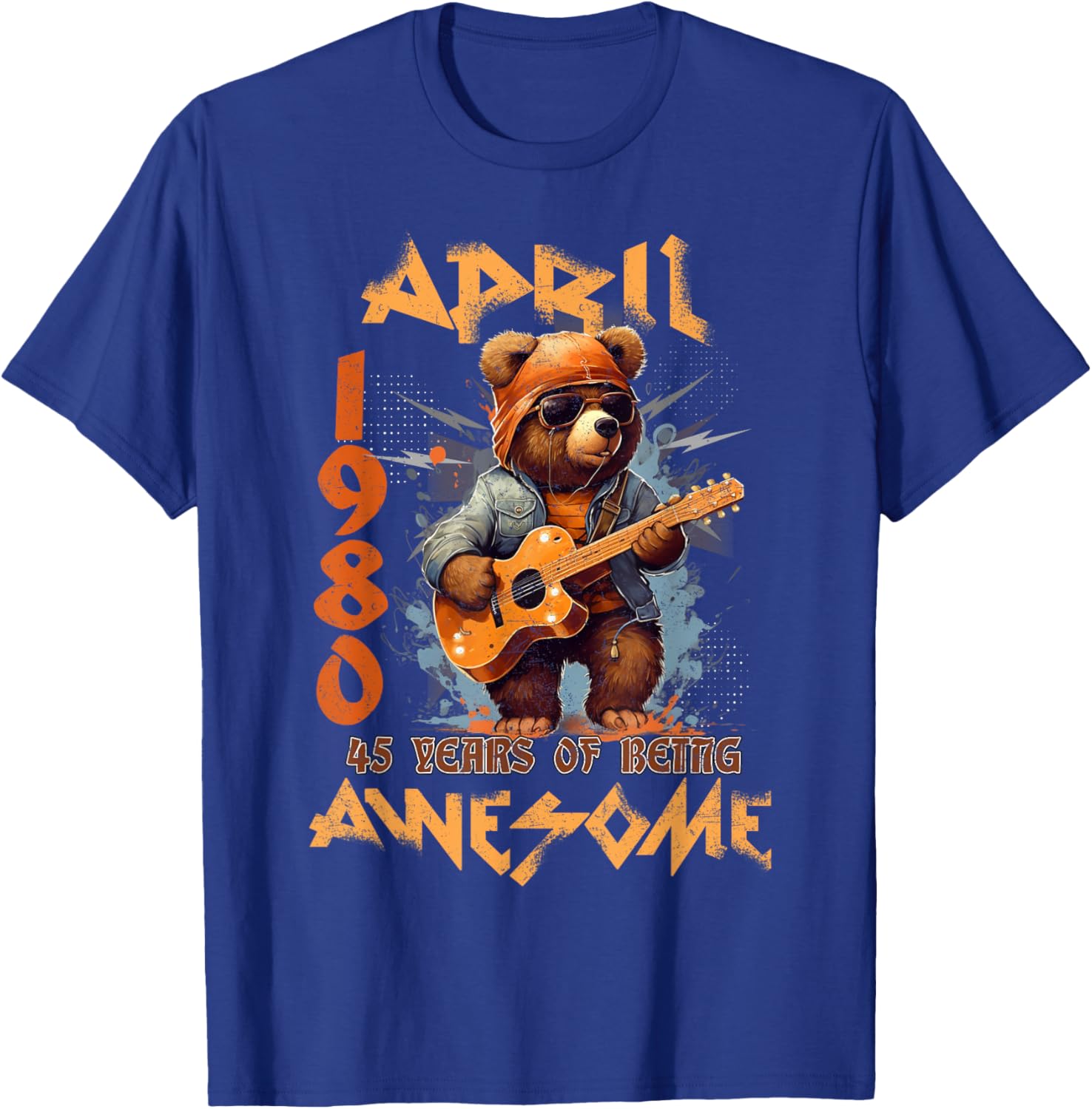 45th Birthday Bear T-Shirt for Men Real Legends April 1980 Gift - 1