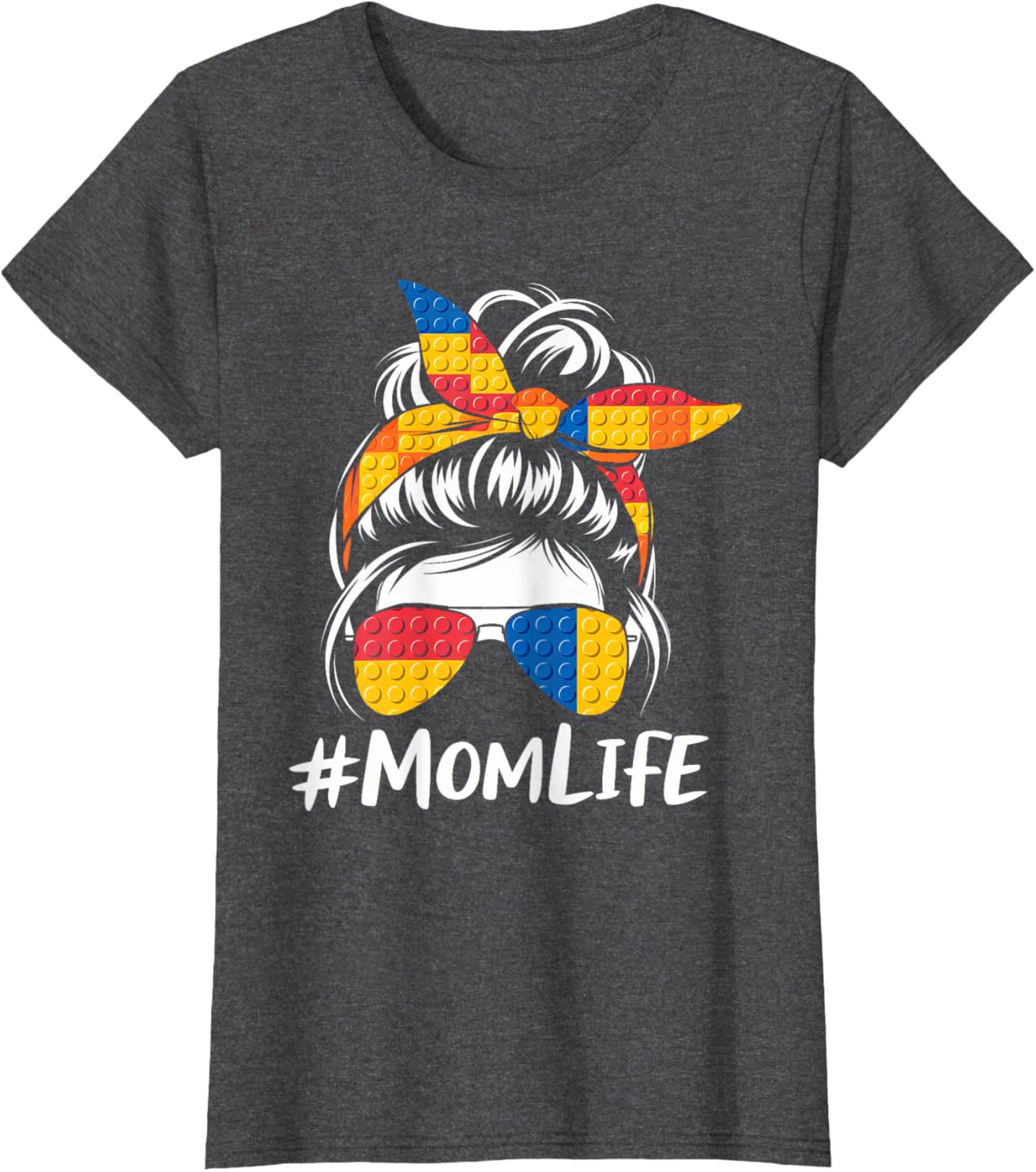 Messy Bun Mom Life T-Shirt for Master Builders - Perfect Mothers Day Gift - 3