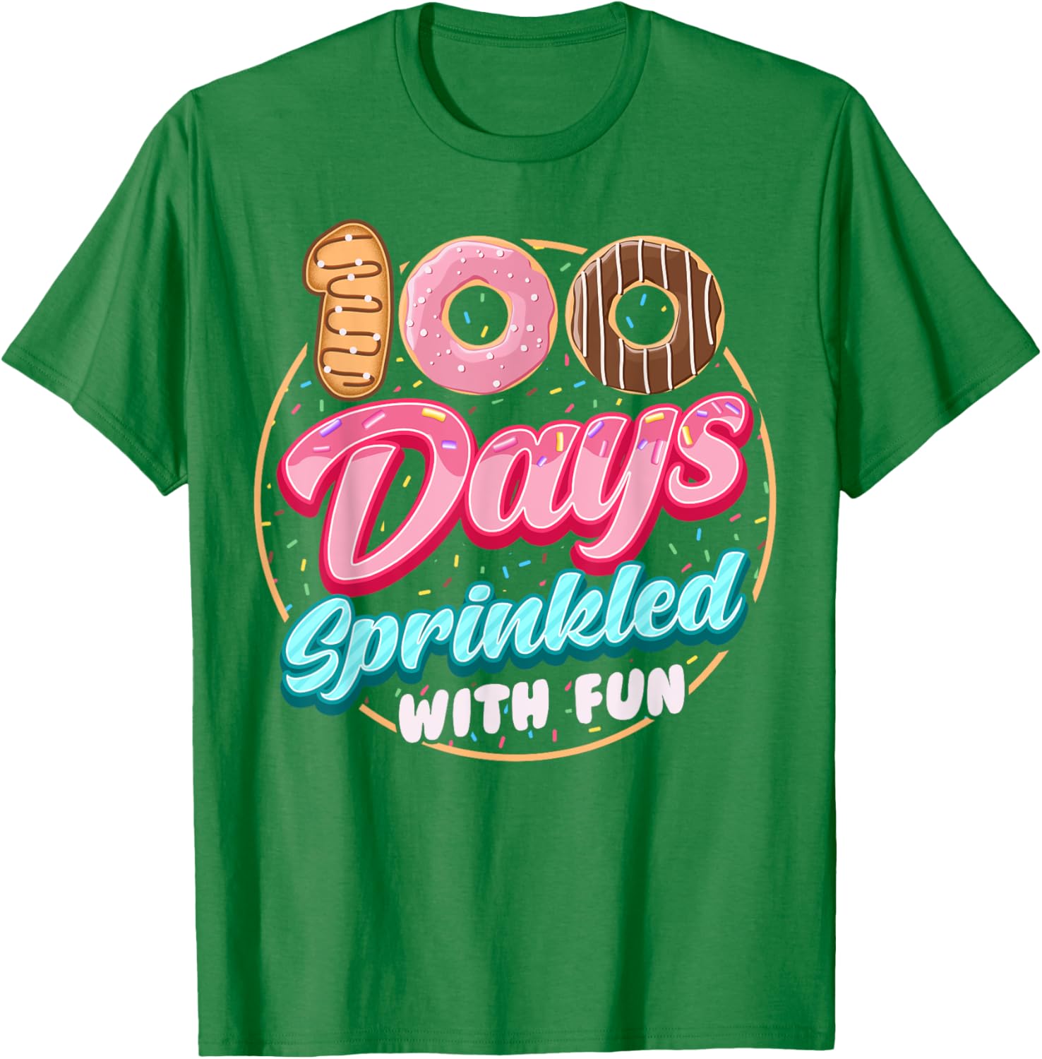 100 Days of Fun Donuts Girls T-Shirt for 100th Day of School Celebration - 10
