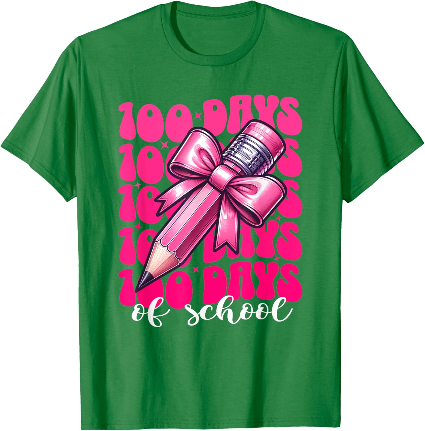 100th Day of School Girls Coquette Bow T-Shirt for Fun Celebration - 3