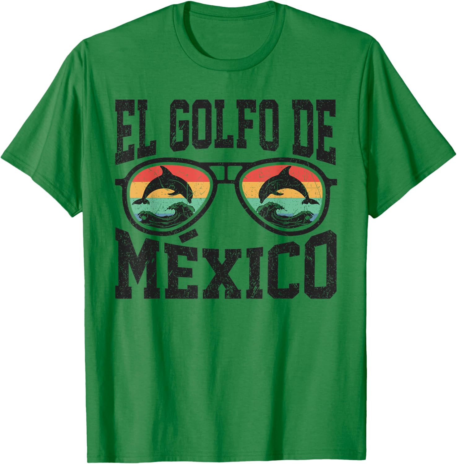 El Golfo De Mexico Dolphin Beach T-Shirt Retro Vintage Sunglasses Style - 13