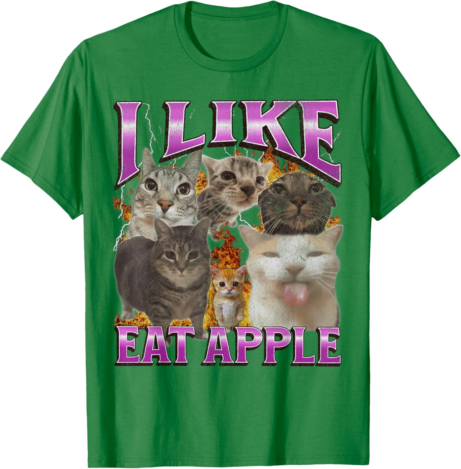 Funny Cat Meme Graphic T-Shirt I Like Eat Apples for Men and Women - 18