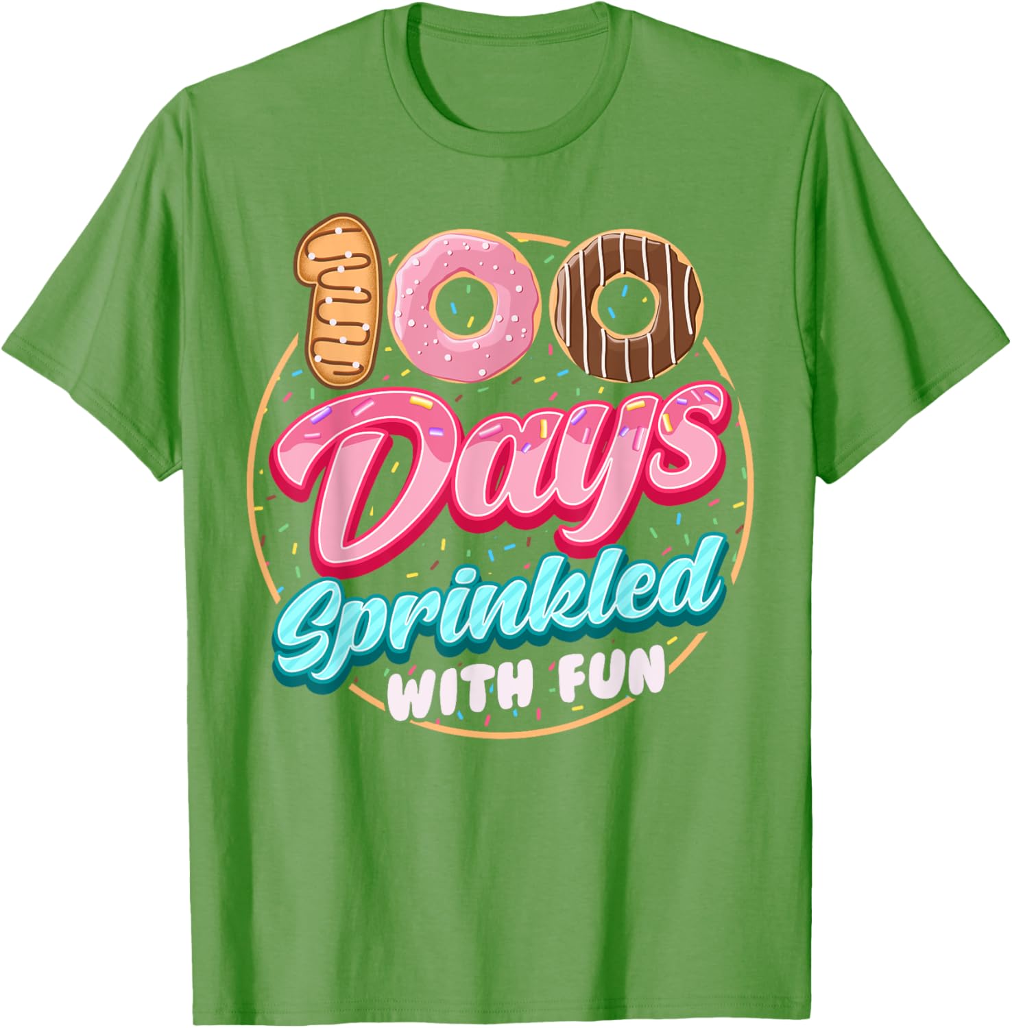 100 Days of Fun Donuts Girls T-Shirt for 100th Day of School Celebration - 4