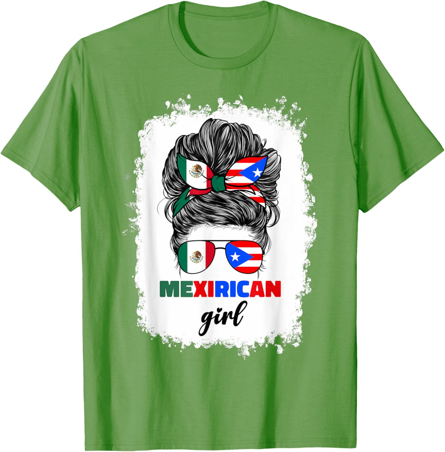 Mexirican Girl Mix T-Shirt Half Mexican Puerto Rican Flag Design - 11