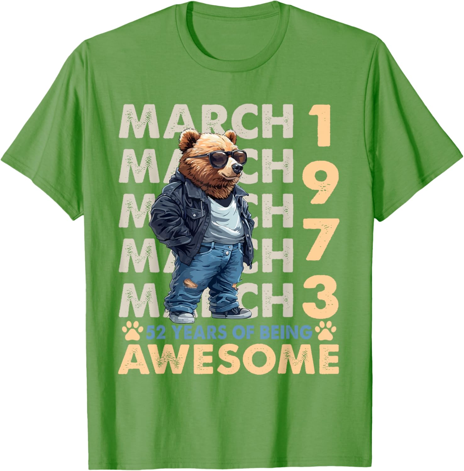 52nd Birthday Bear Legends March 1973 T-Shirt for Men Gift Idea - 2