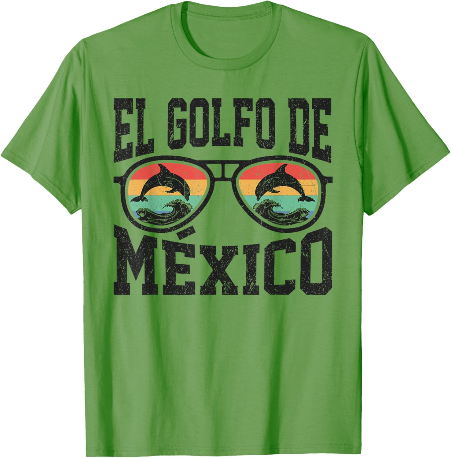 El Golfo De Mexico Dolphin Beach T-Shirt Retro Vintage Sunglasses Style - 4