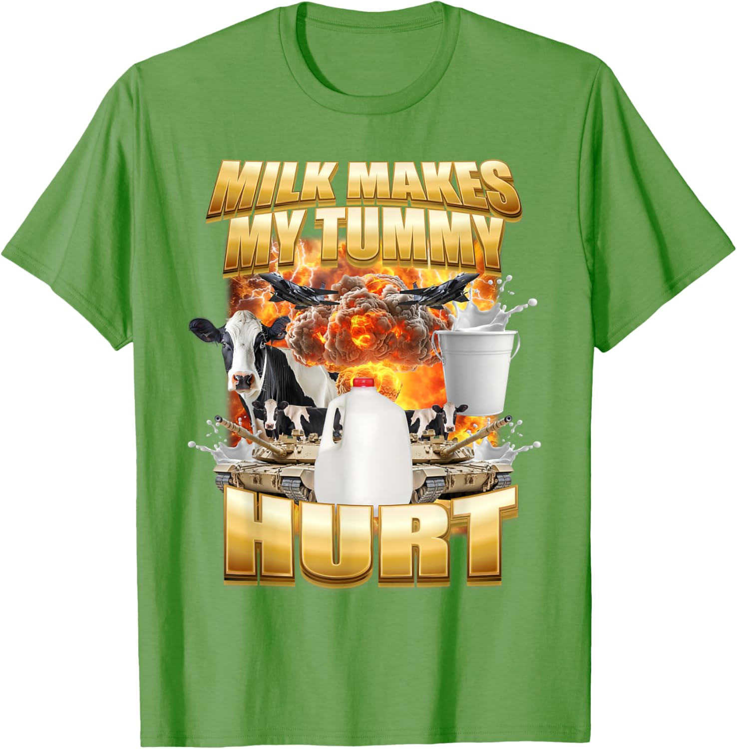 Funny Cow Meme T-Shirt for Milk Lovers - Tummy Hurt Humor Shirt - 23