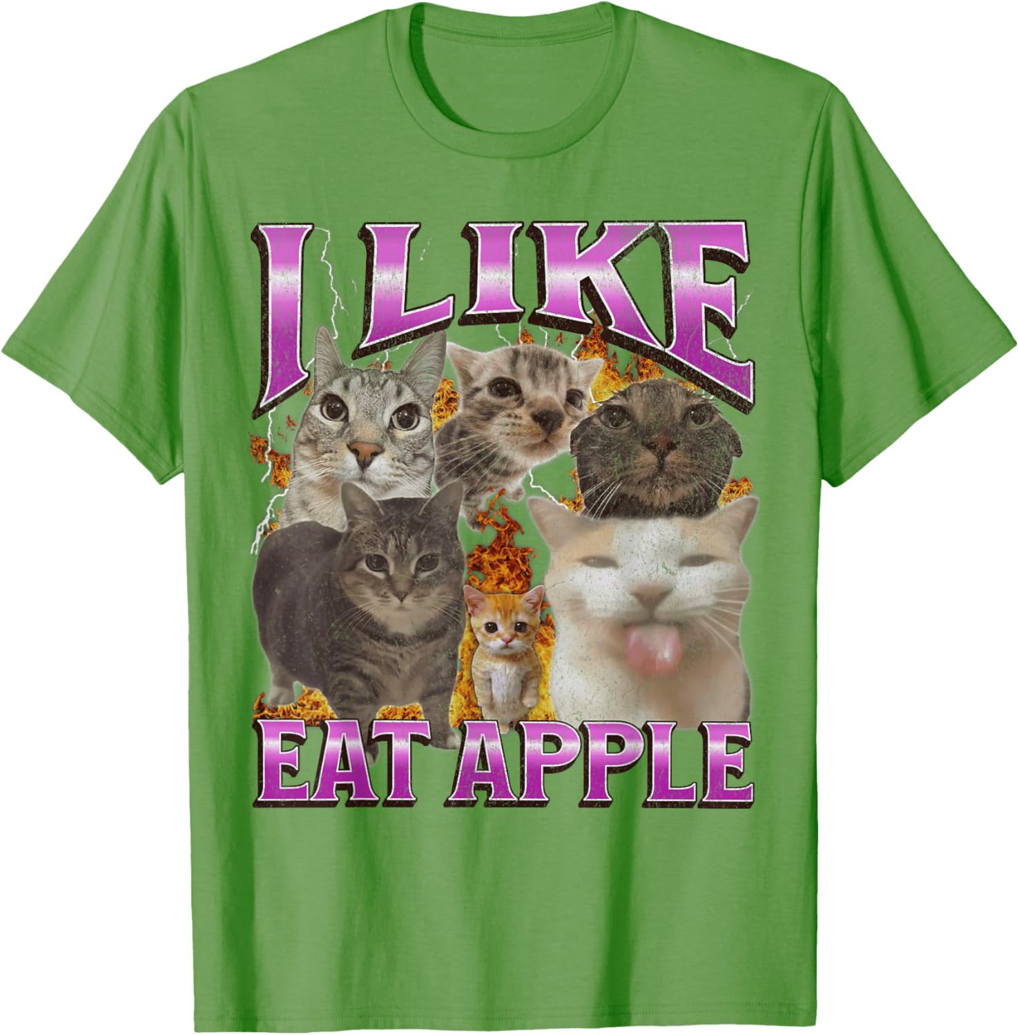 Funny Cat Meme Graphic T-Shirt I Like Eat Apples for Men and Women - 7