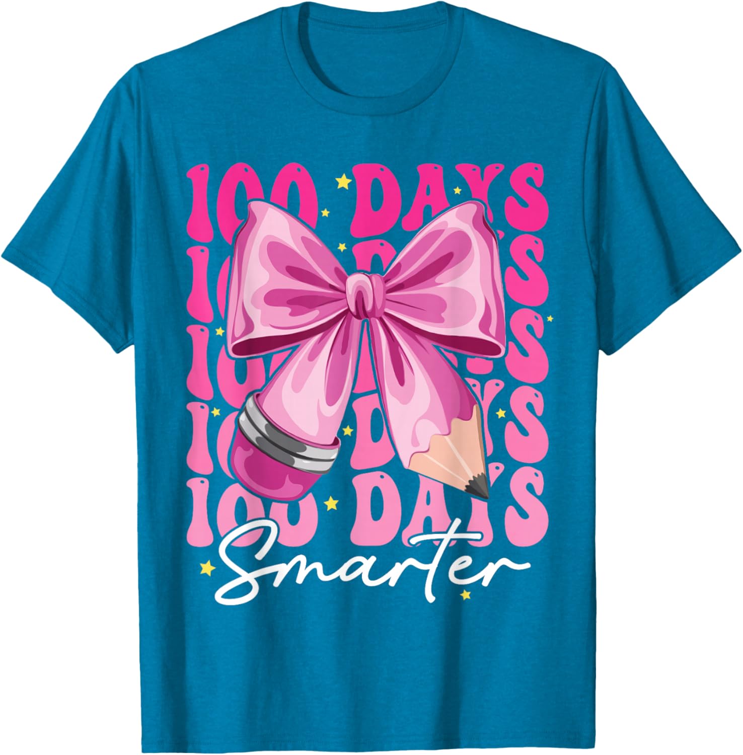 100 Days Smarter Coquette Bow T-Shirt for Girls - Perfect for School Celebrations - 13