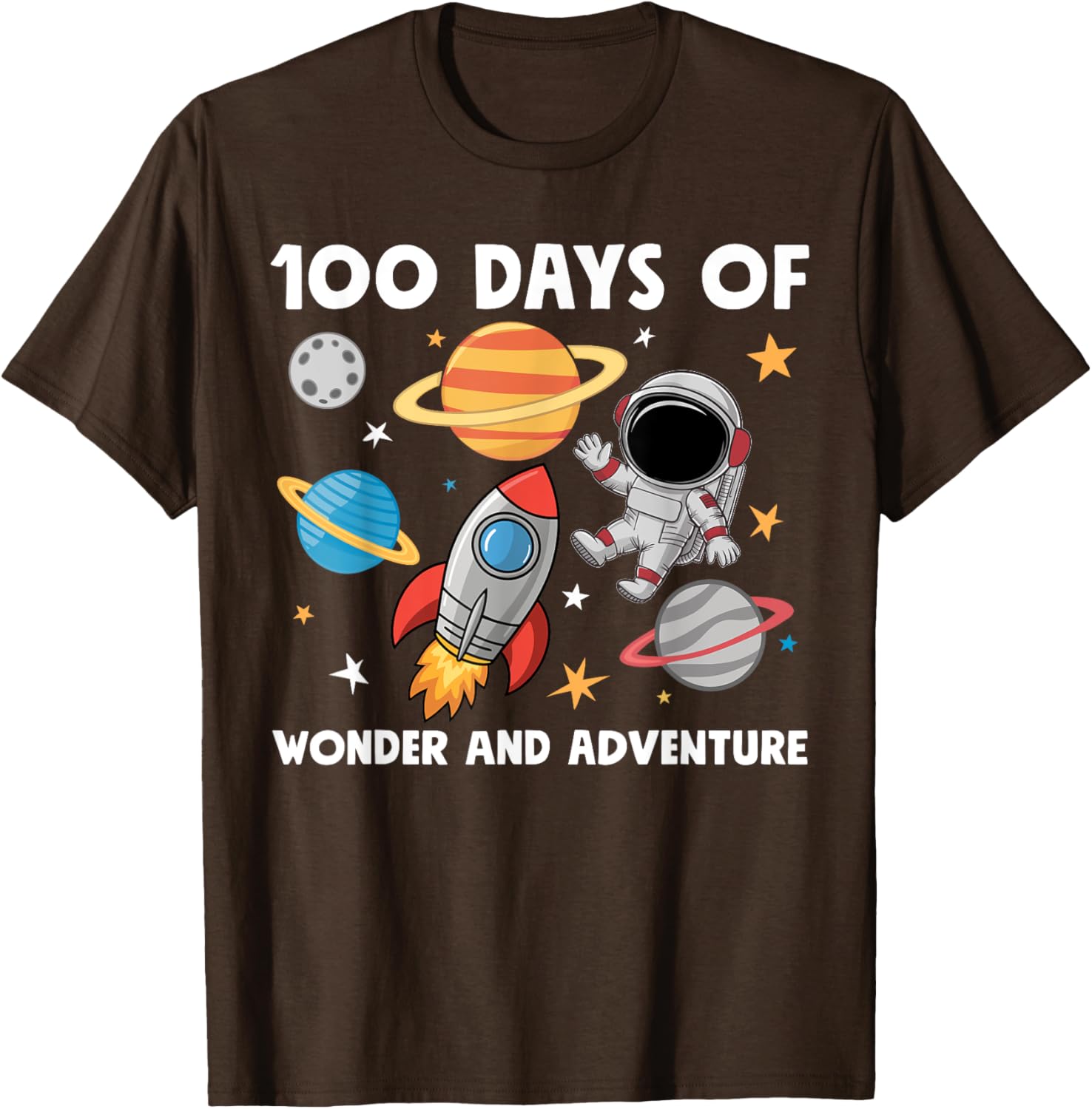 100 Days of School Astronaut T-Shirt for Boys Kids Space Theme Fun - 6