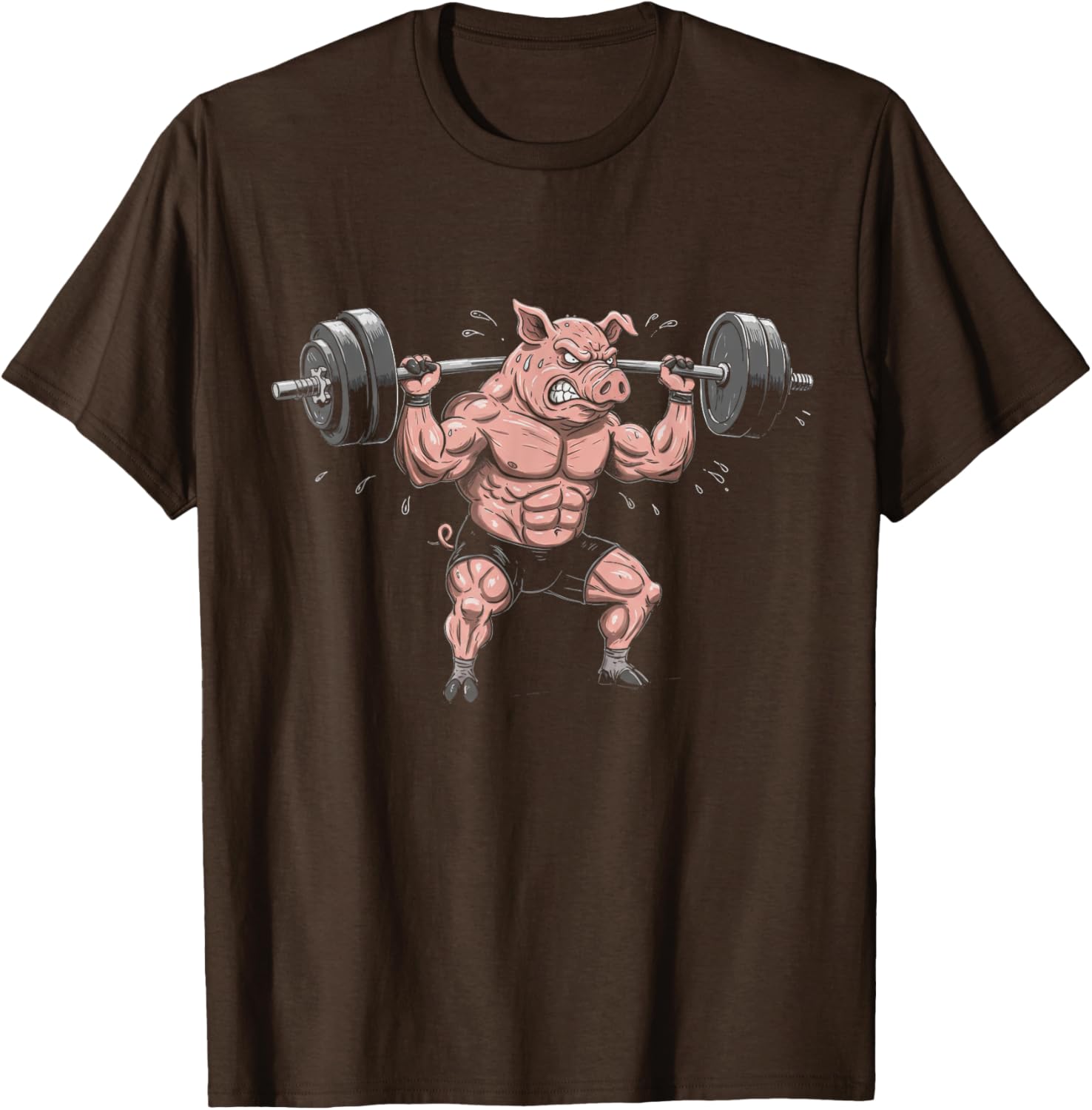 Funny Muscular Pig Lifting Barbell Gym T-Shirt for Workout Lovers - 2