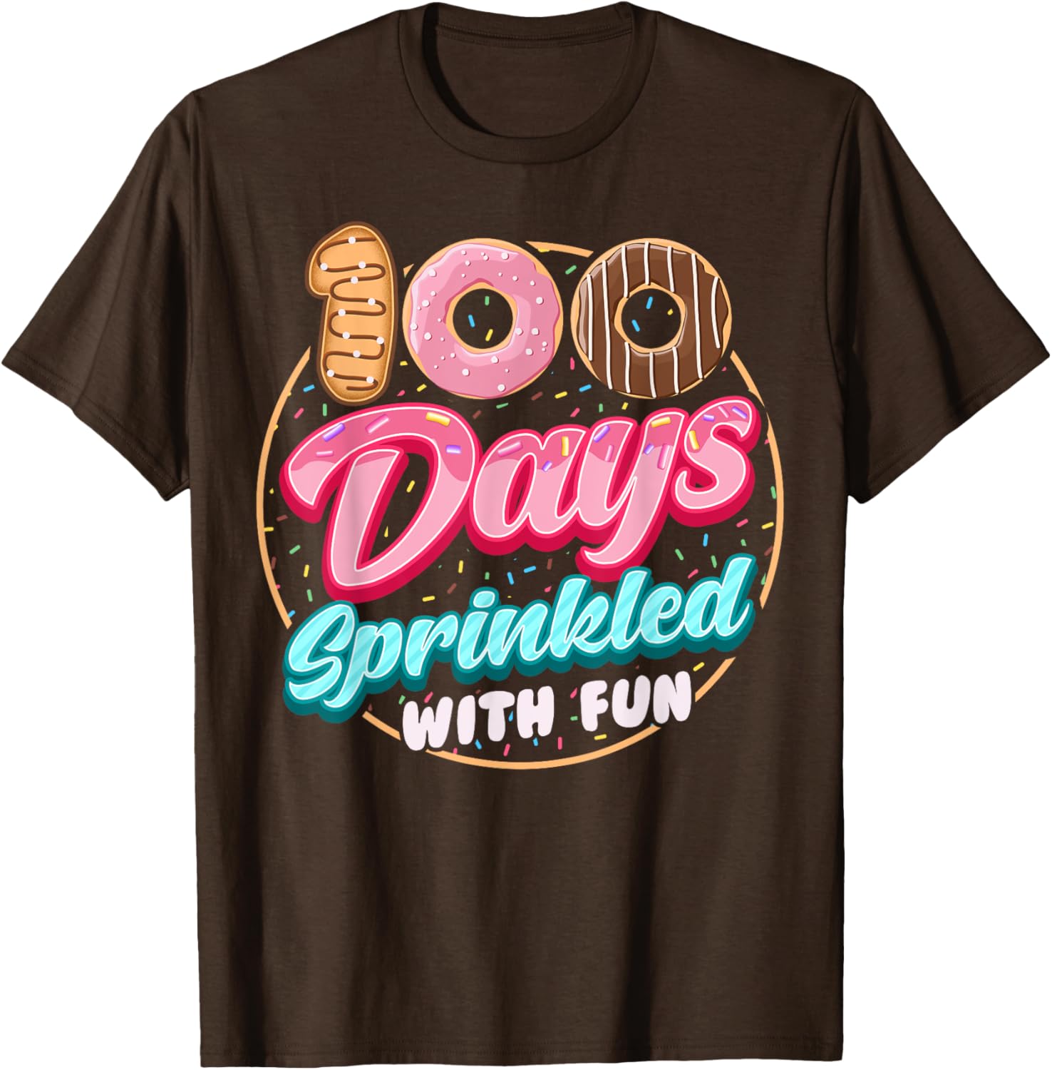 100 Days of Fun Donuts Girls T-Shirt for 100th Day of School Celebration - 15