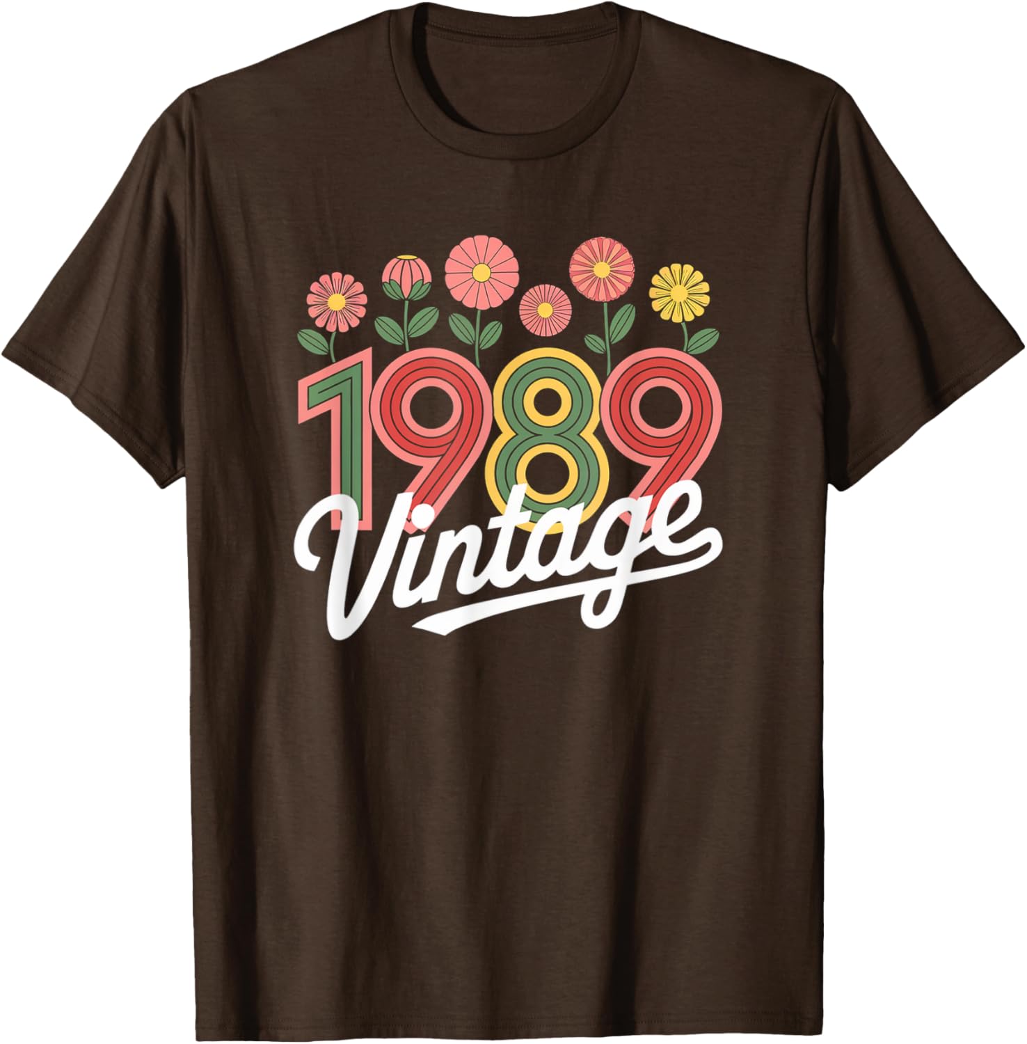 Vintage 1989 Retro Born Flowers T-Shirt for Birthday Celebrations - 1