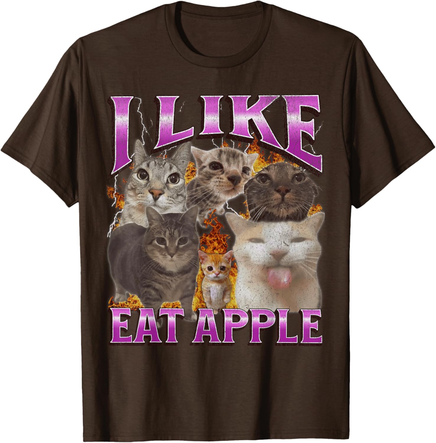 Funny Cat Meme Graphic T-Shirt I Like Eat Apples for Men and Women - 21
