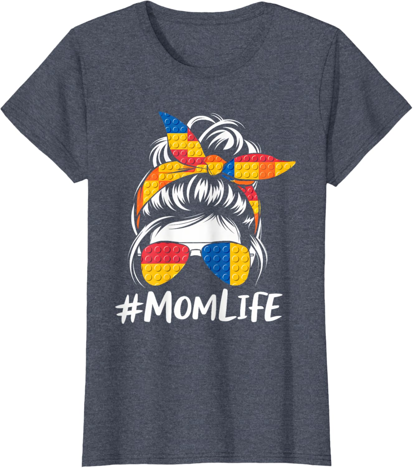 Messy Bun Mom Life T-Shirt for Master Builders - Perfect Mothers Day Gift - 5