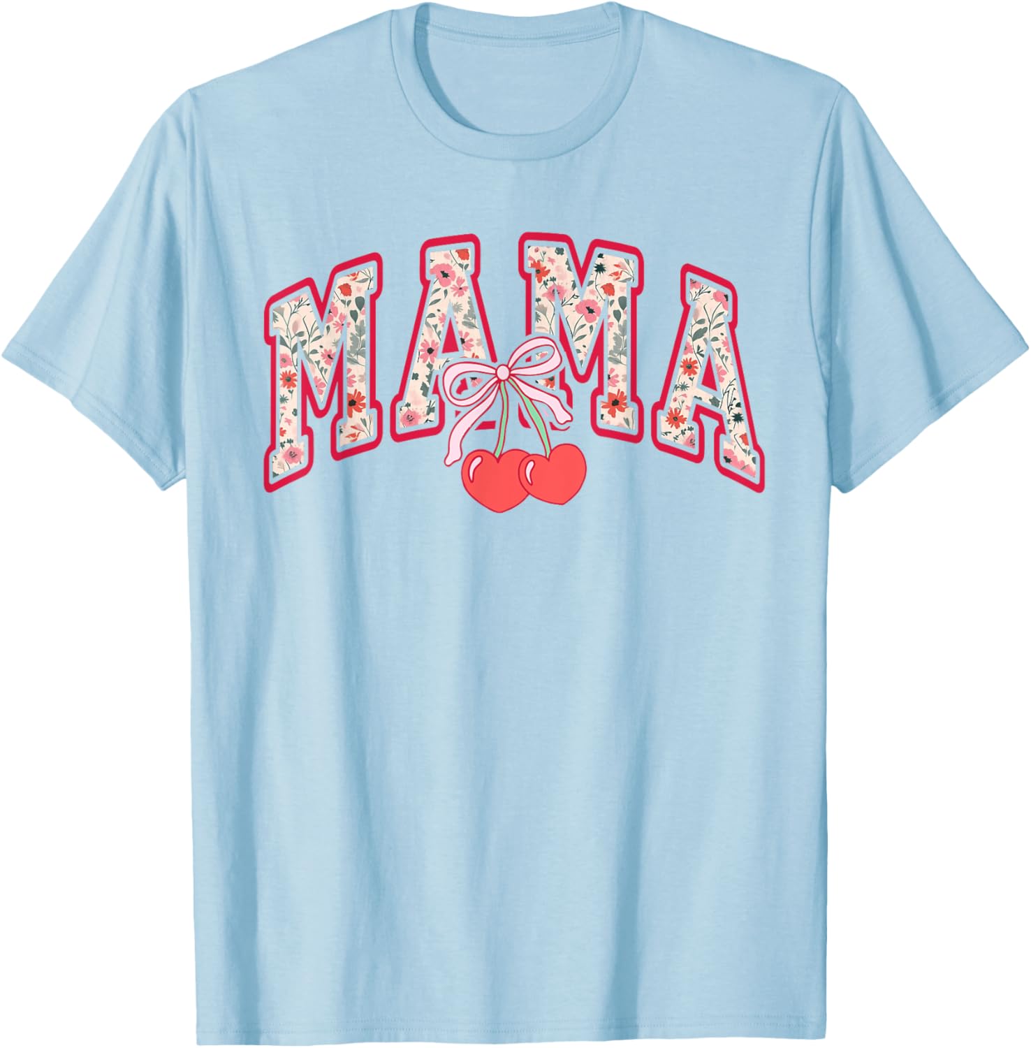 Cute Mama Cherry Bow T-Shirt for Happy Mother's Day Gift for Moms - 5