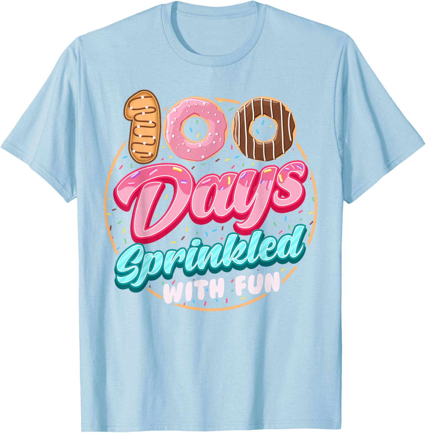 100 Days of Fun Donuts Girls T-Shirt for 100th Day of School Celebration - 22