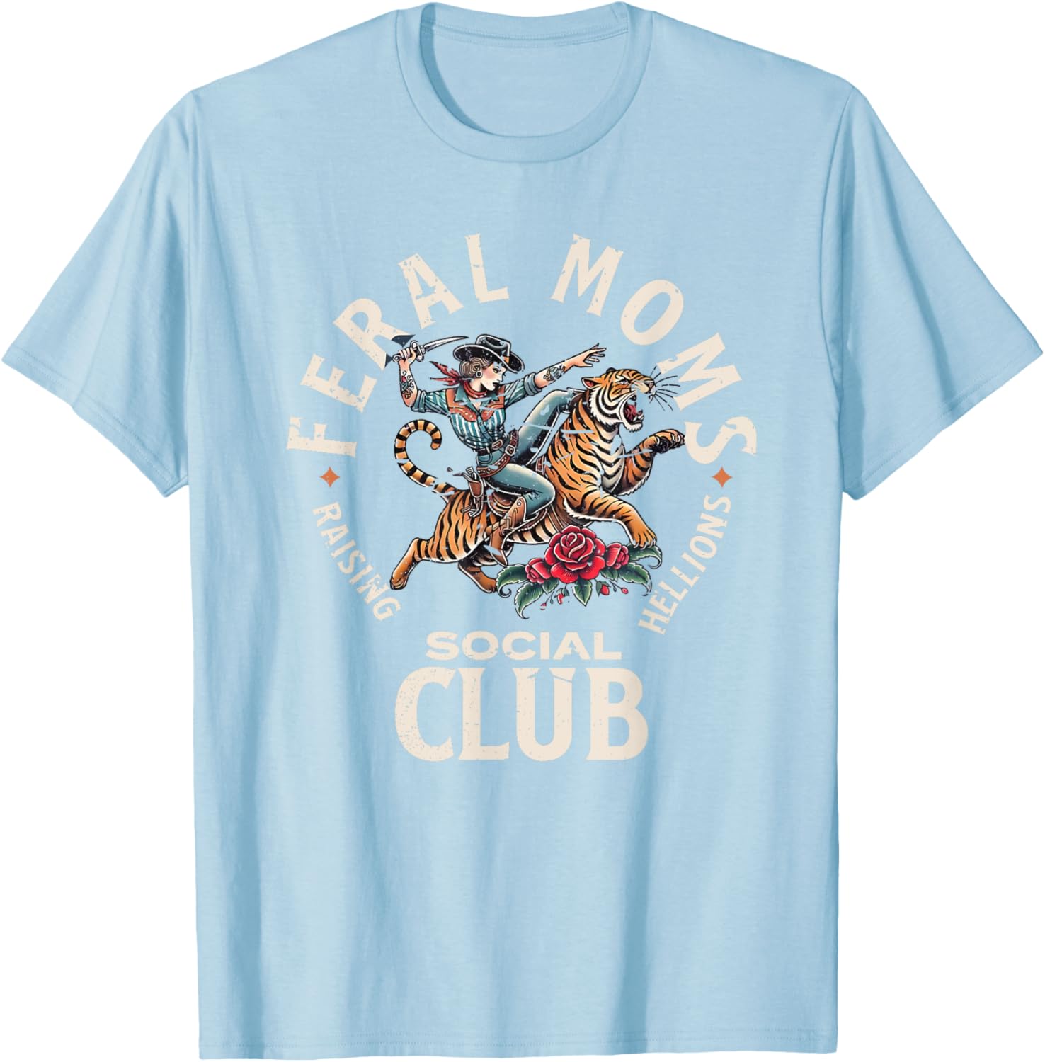 Retro Funny Feral Moms Social Club T-Shirt for Sarcastic Mothers - 14