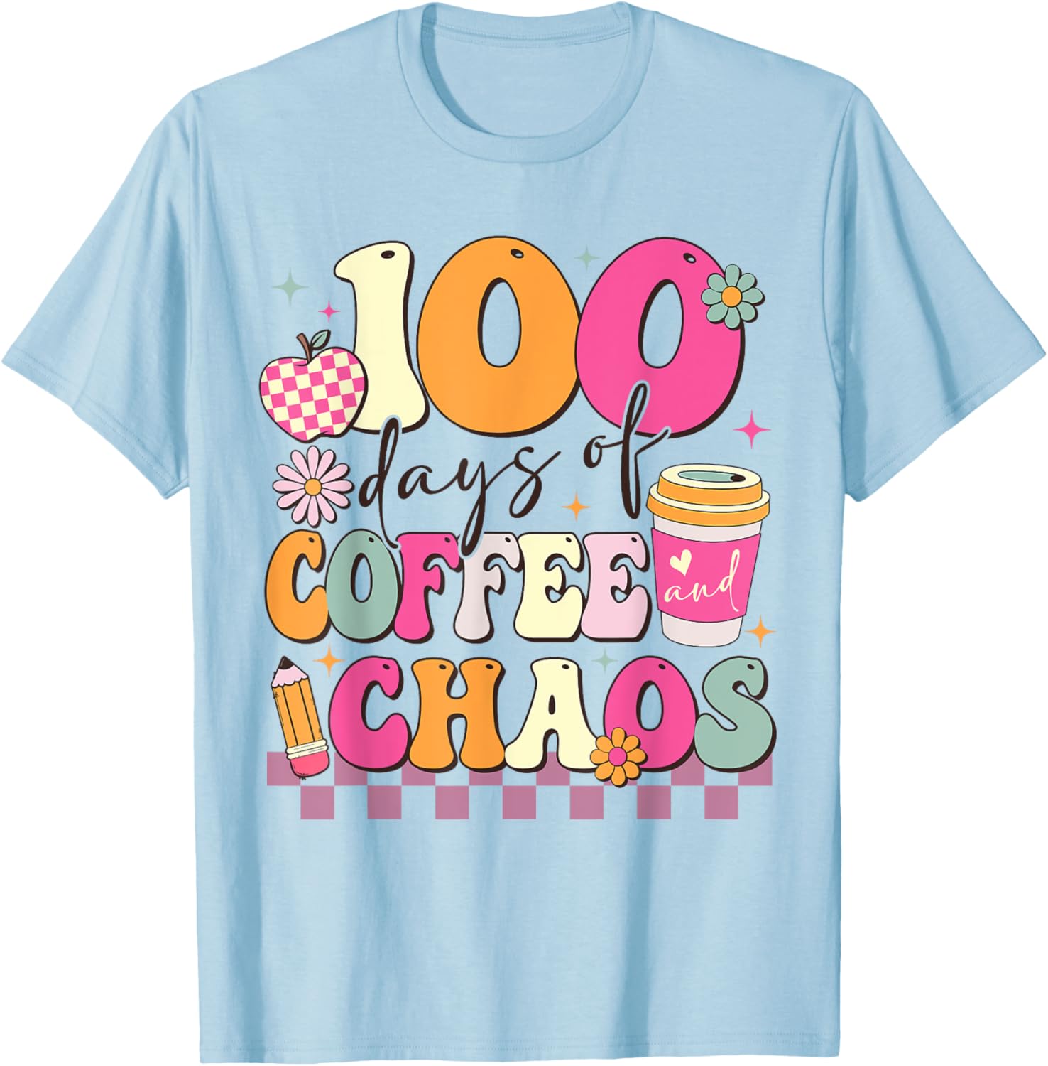 100 Days of Coffee and Chaos 100th Day School T-Shirt for Kids - 21