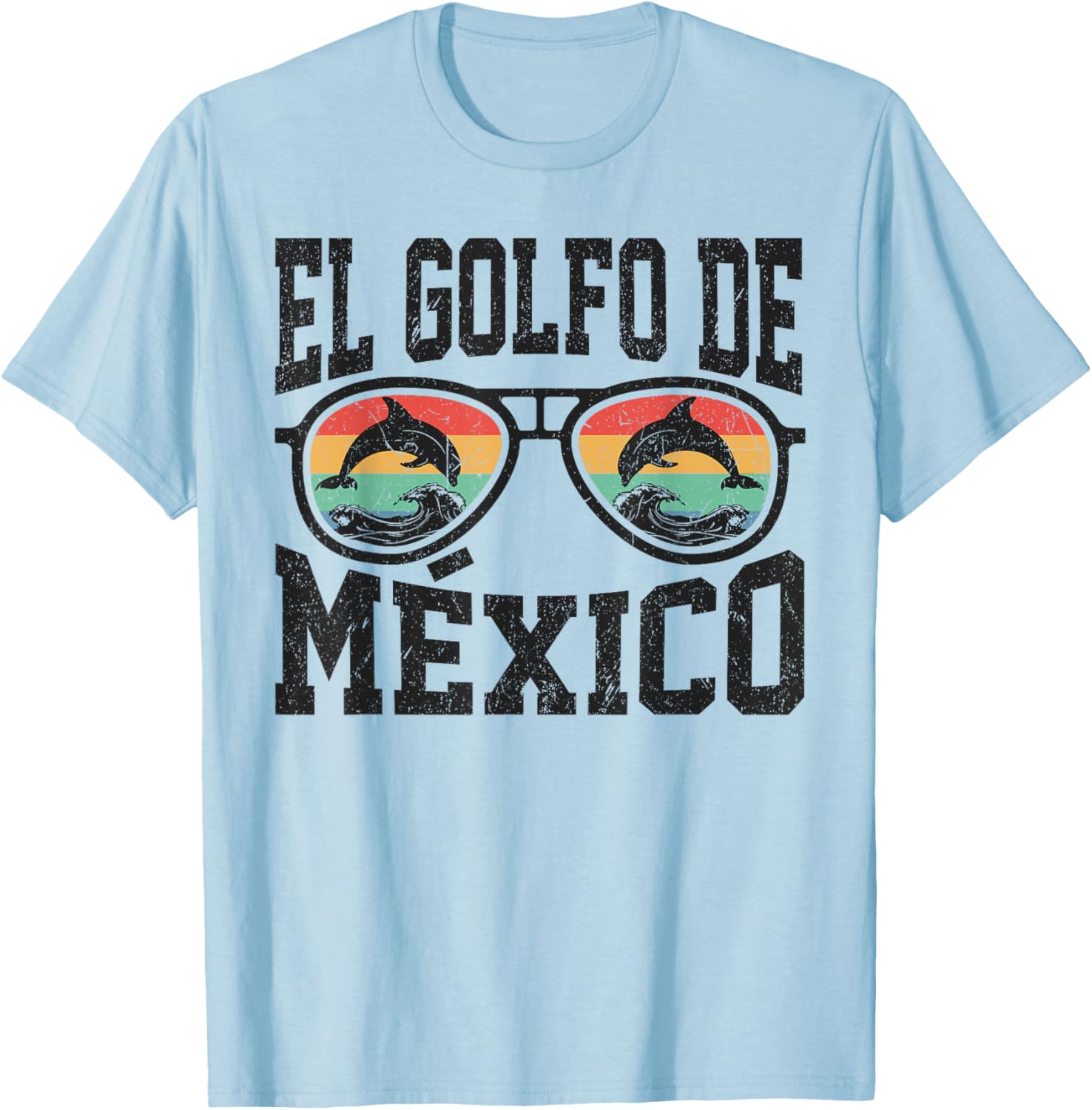 El Golfo De Mexico Dolphin Beach T-Shirt Retro Vintage Sunglasses Style - 21