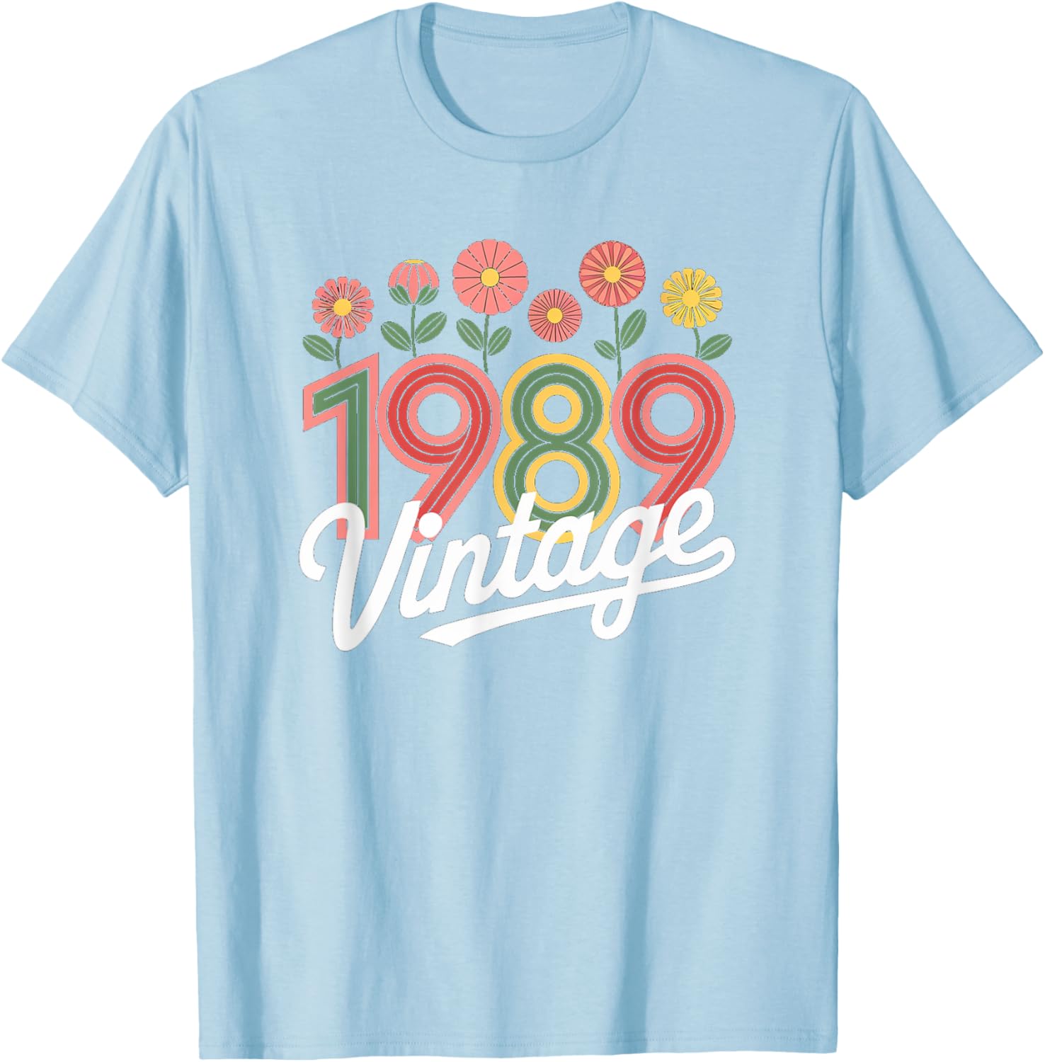 Vintage 1989 Retro Born Flowers T-Shirt for Birthday Celebrations - 2