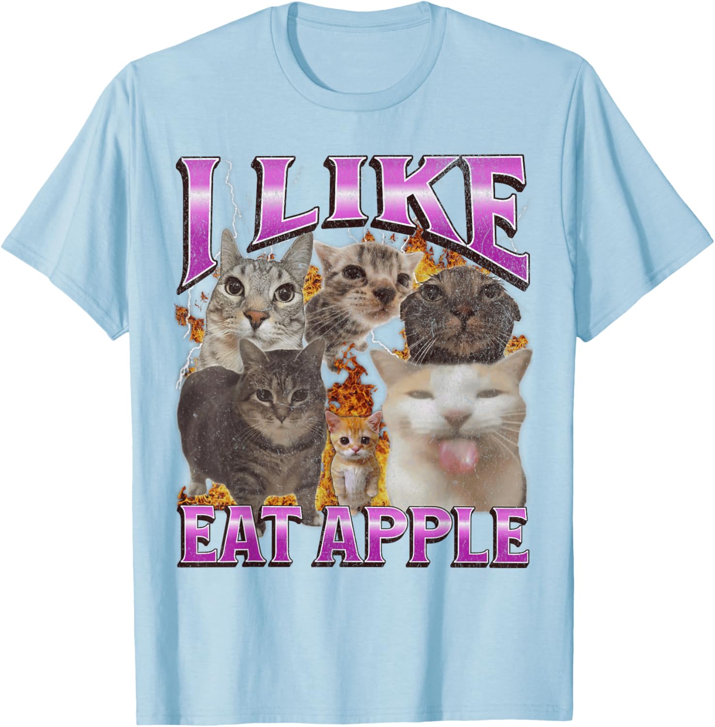 Funny Cat Meme Graphic T-Shirt I Like Eat Apples for Men and Women - 11
