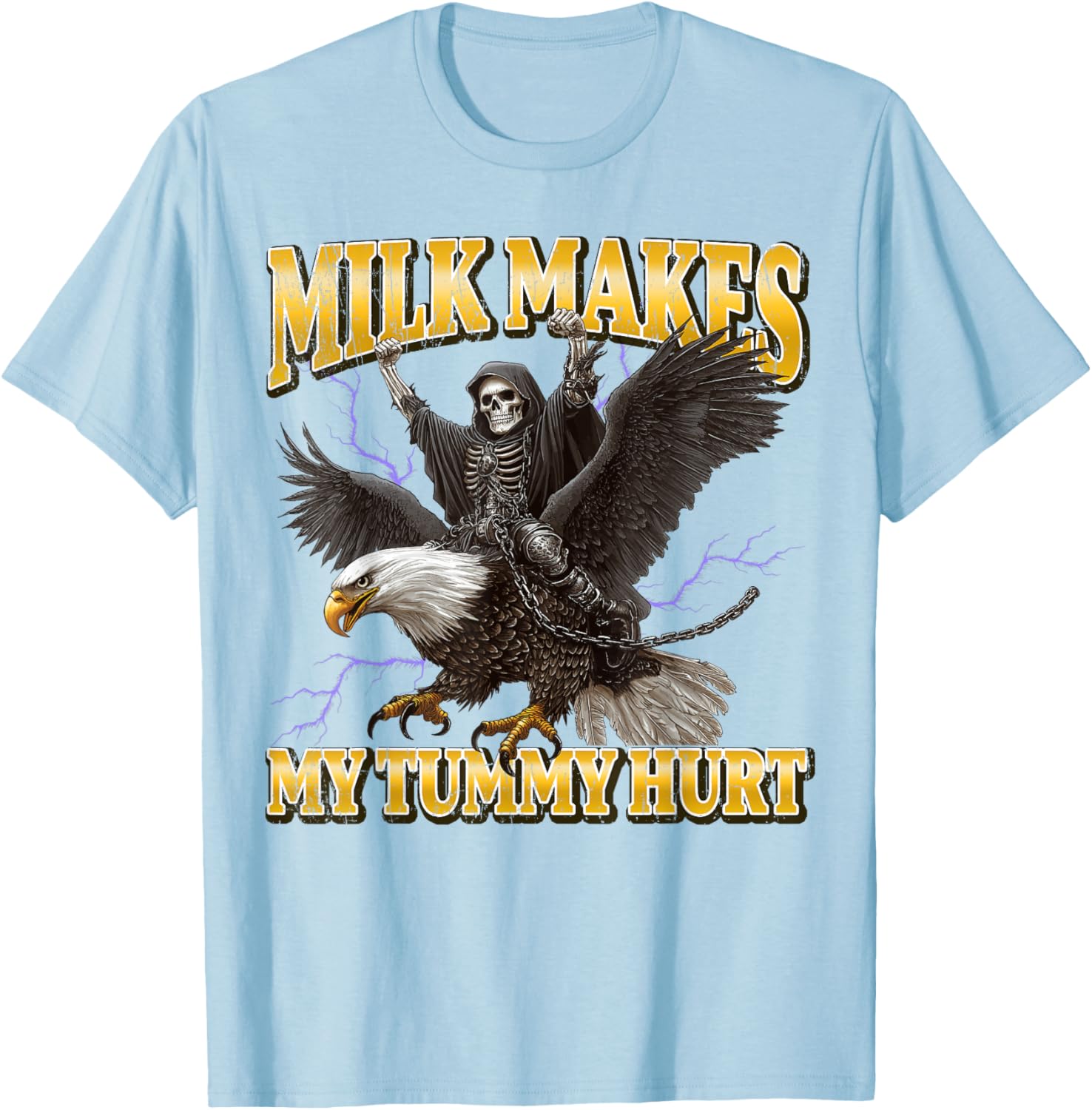 Funny Milk Tummy Hurt Skeleton Meme T-Shirt for Comfortable Style - 2