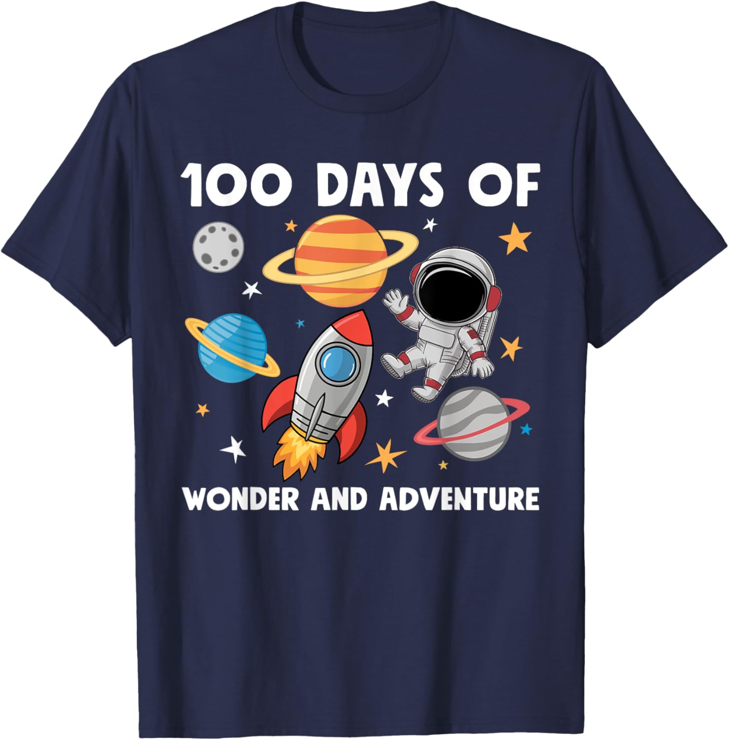 100 Days of School Astronaut T-Shirt for Boys Kids Space Theme Fun - 10
