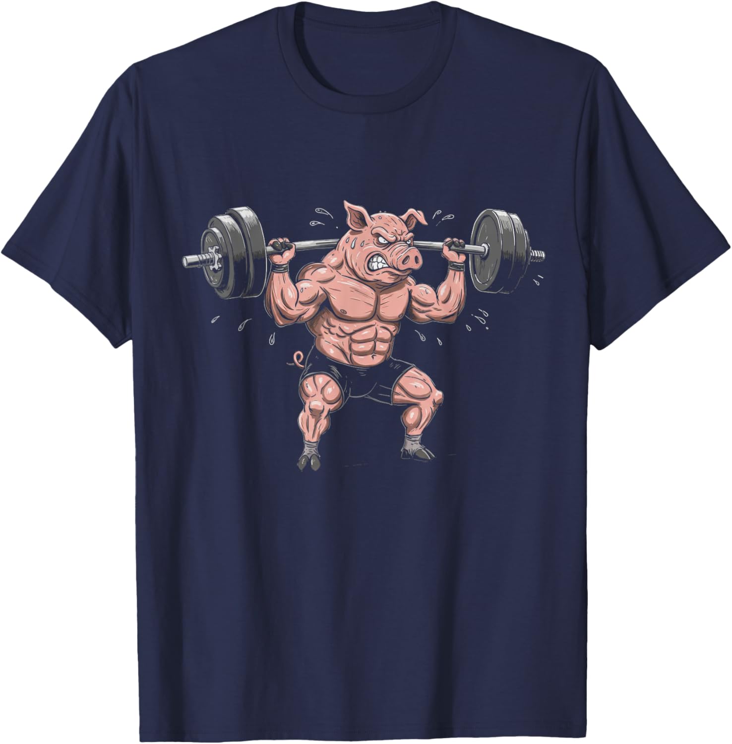 Funny Muscular Pig Lifting Barbell Gym T-Shirt for Workout Lovers - 3