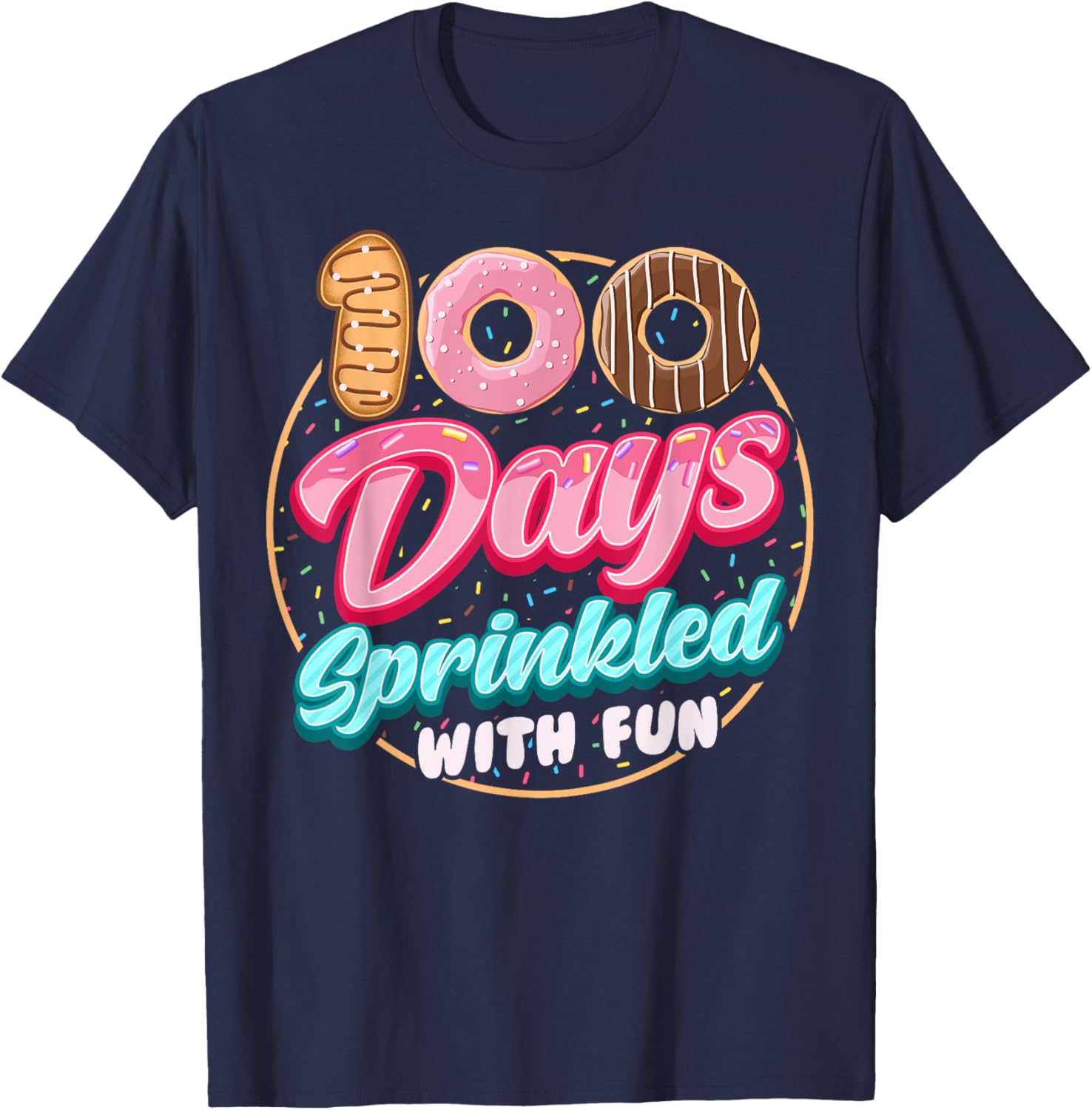 100 Days of Fun Donuts Girls T-Shirt for 100th Day of School Celebration - 7