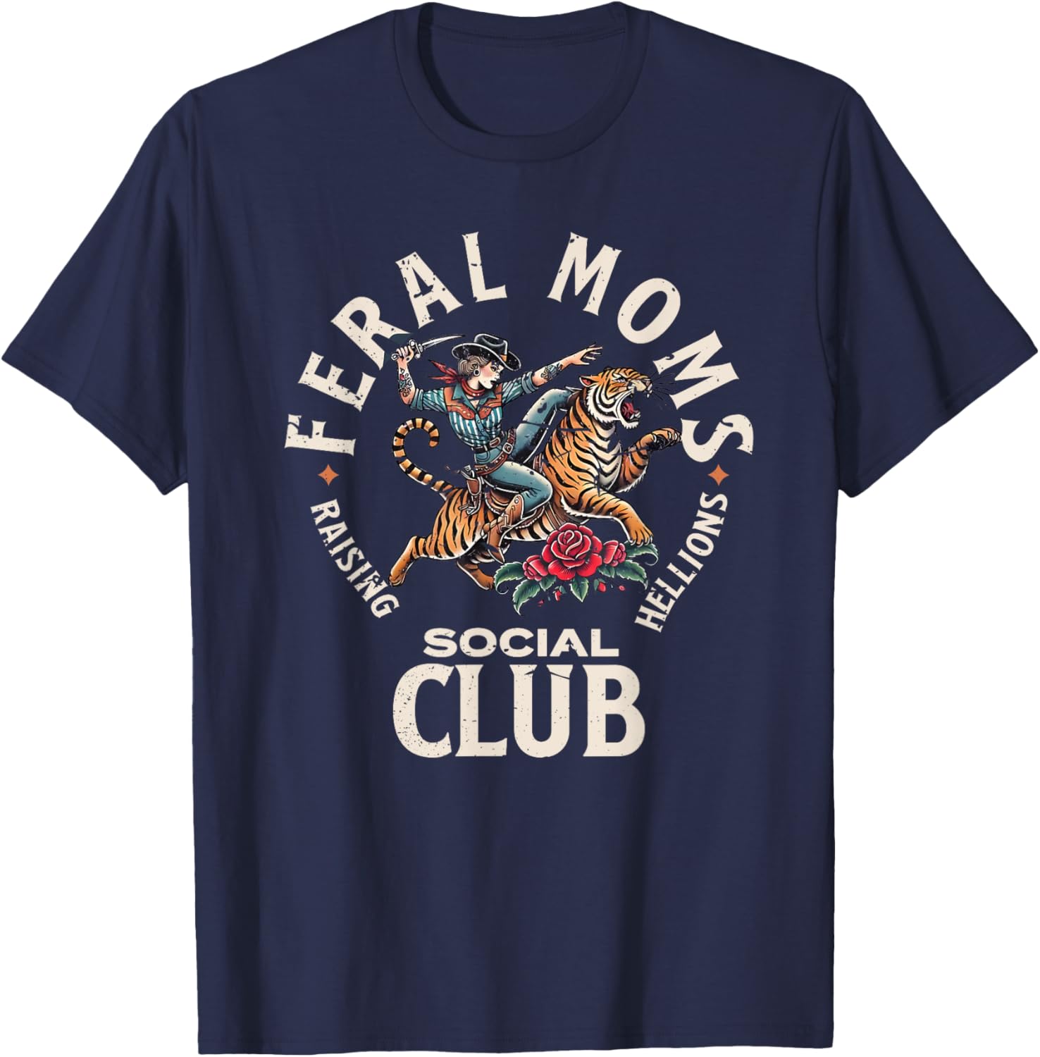Retro Funny Feral Moms Social Club T-Shirt for Sarcastic Mothers - 10