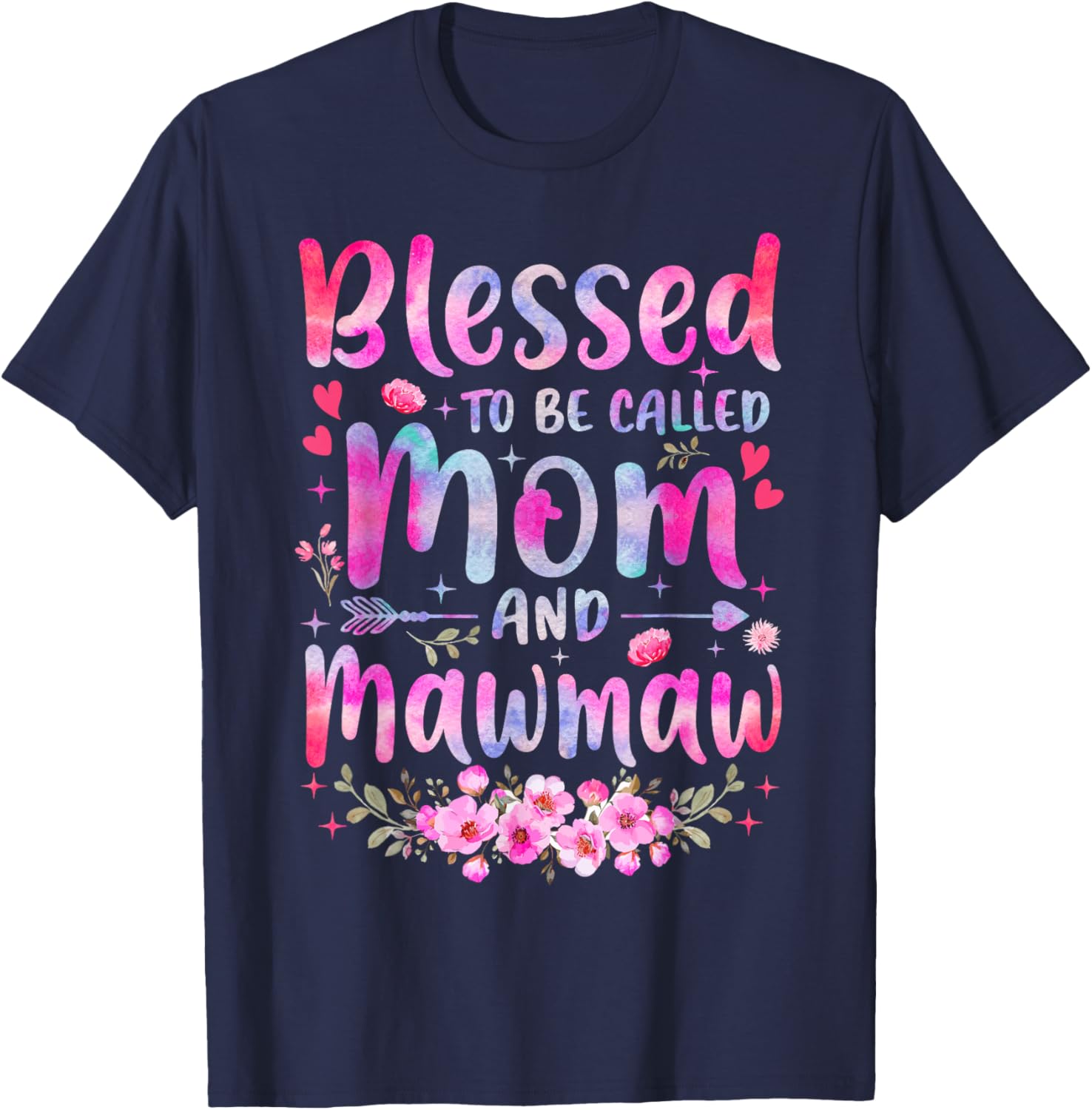 Blessed Mom and Mawmaw Flowers T-Shirt for Mother's Day Gift - 1