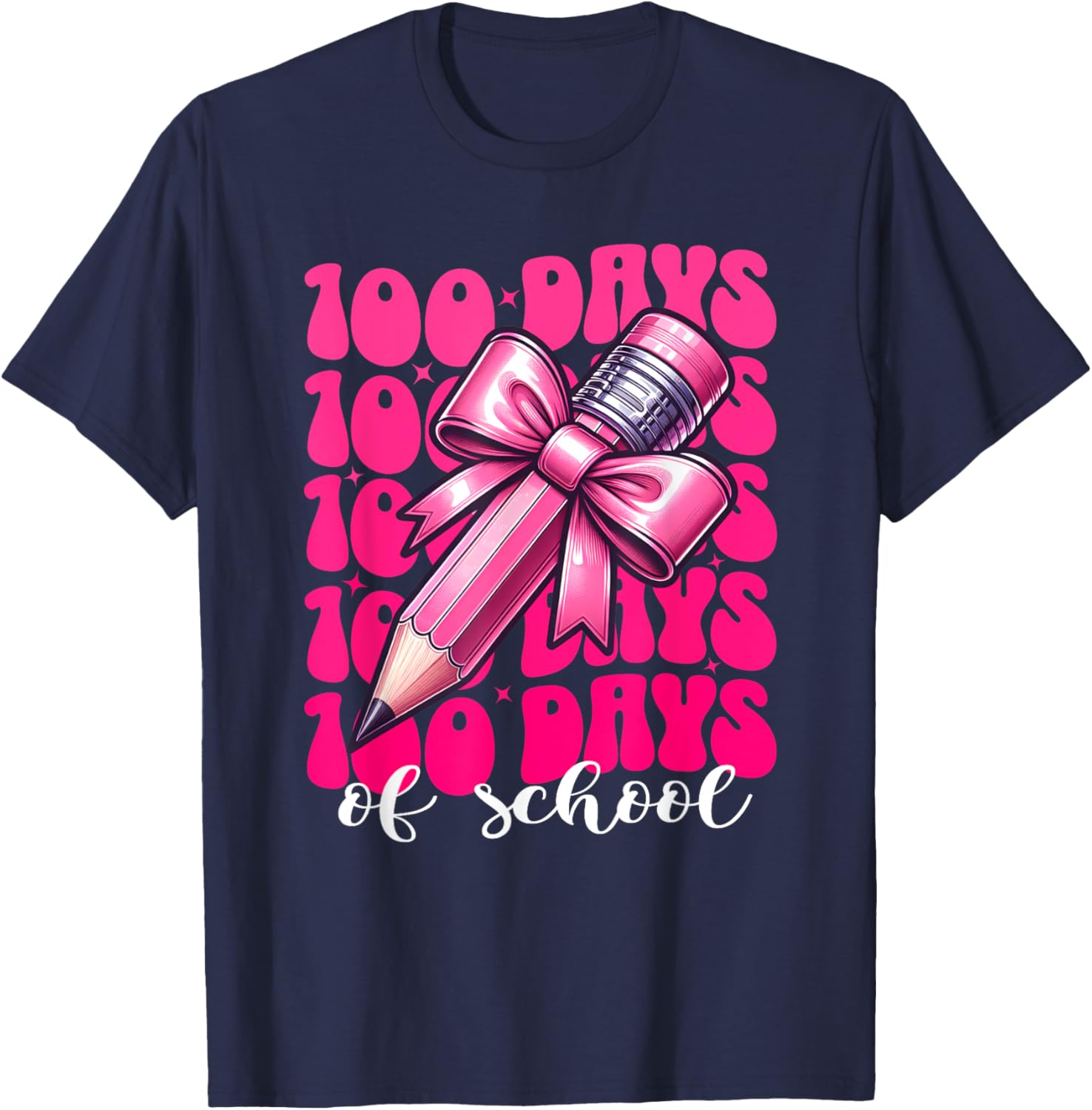 100th Day of School Girls Coquette Bow T-Shirt for Fun Celebration - 9
