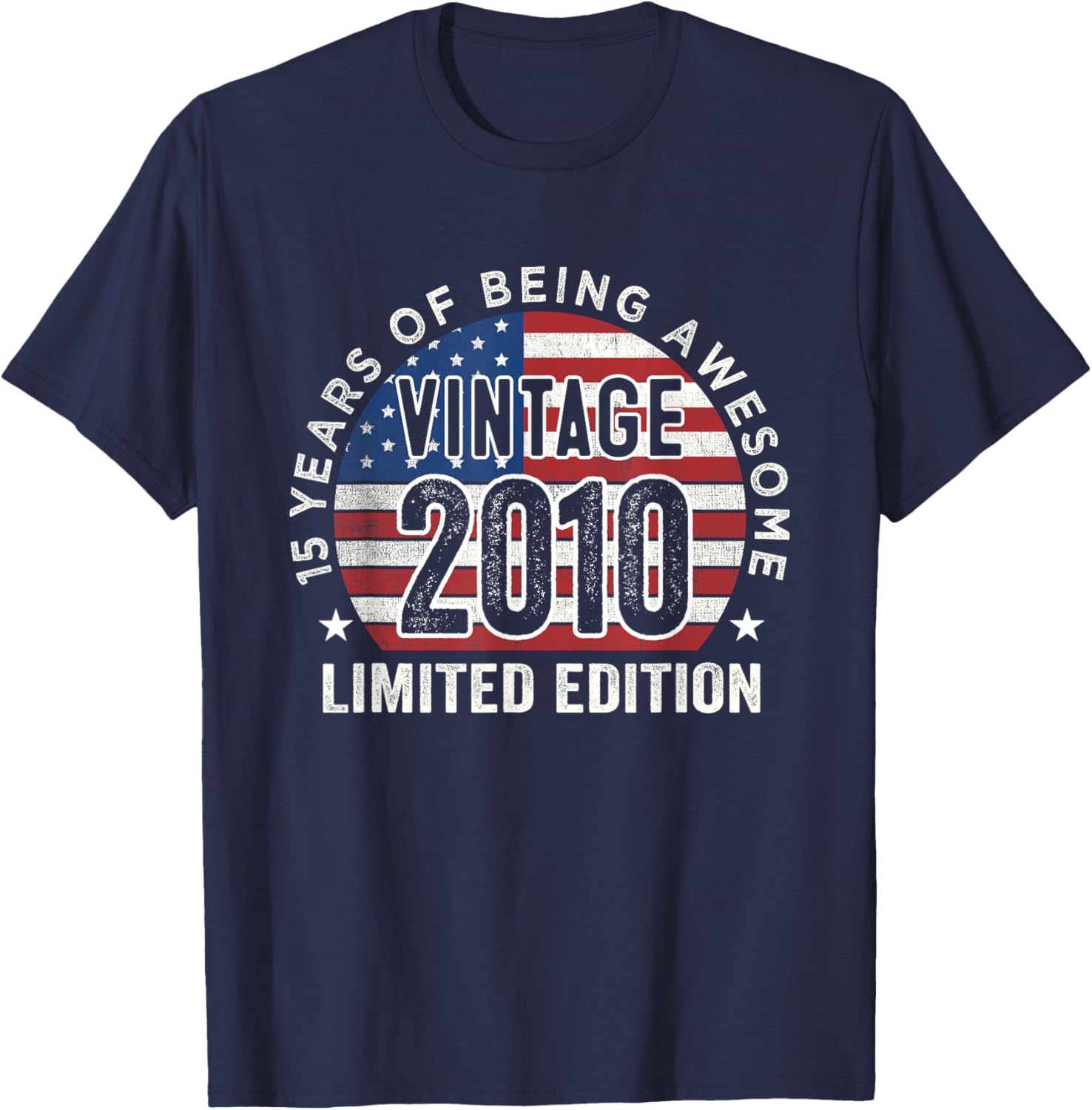 Vintage 2010 USA Flag T-Shirt for 15th Birthday Gifts for Men - 9