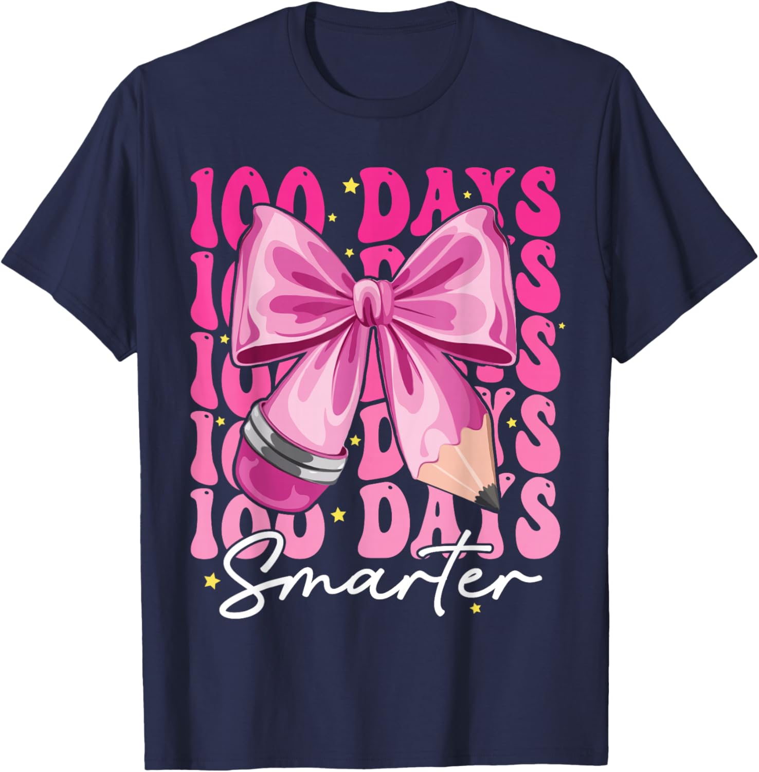100 Days Smarter Coquette Bow T-Shirt for Girls - Perfect for School Celebrations - 12