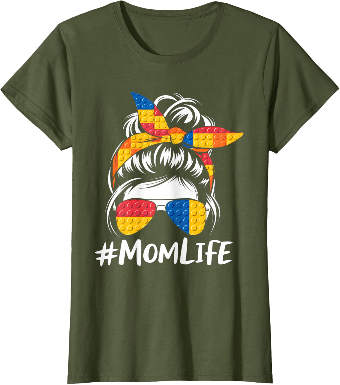 Messy Bun Mom Life T-Shirt for Master Builders - Perfect Mothers Day Gift - 10