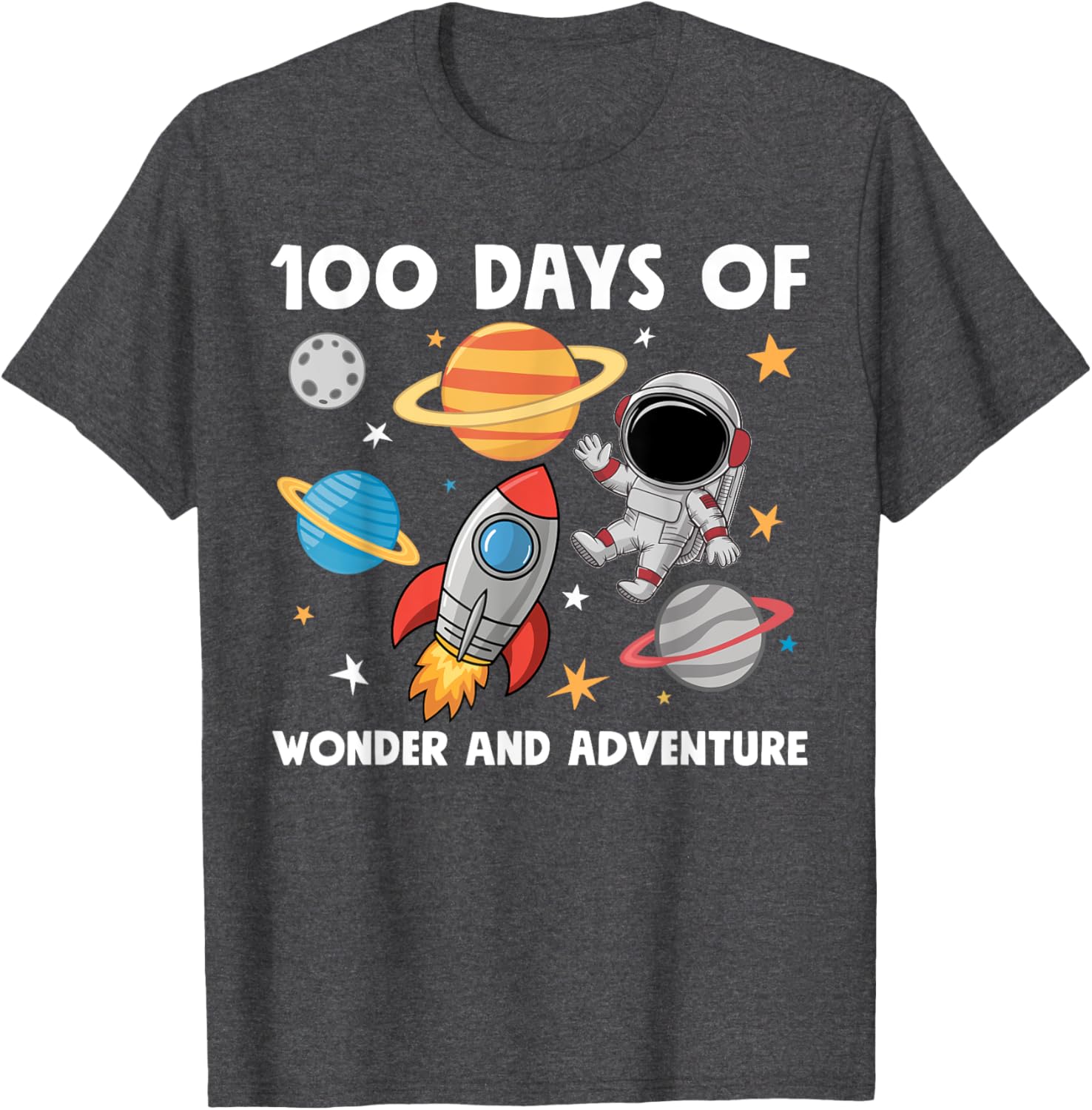 100 Days of School Astronaut T-Shirt for Boys Kids Space Theme Fun - 4