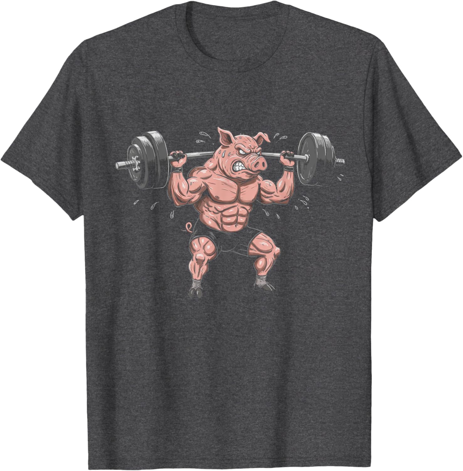 Funny Muscular Pig Lifting Barbell Gym T-Shirt for Workout Lovers - 10