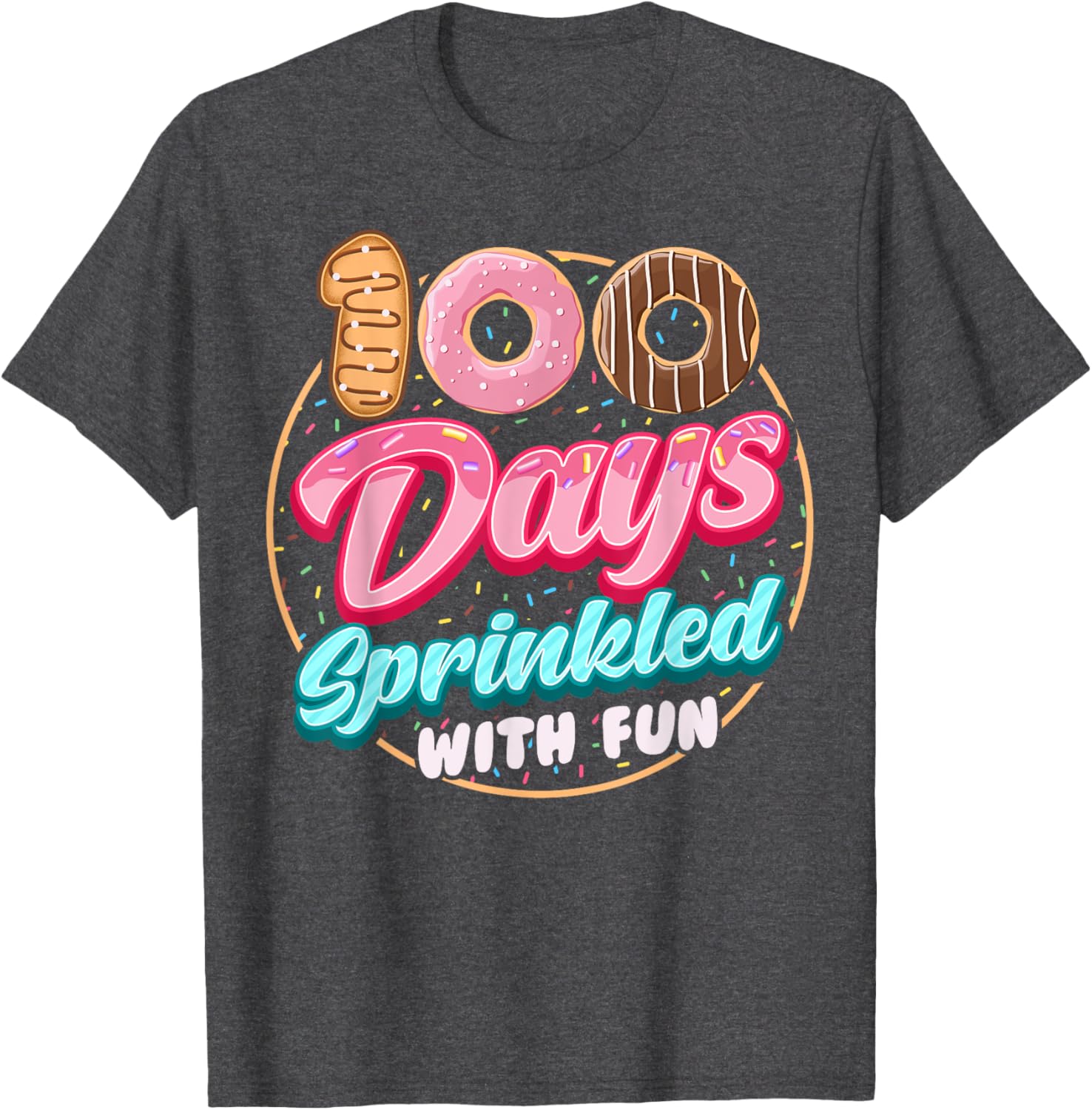 100 Days of Fun Donuts Girls T-Shirt for 100th Day of School Celebration - 23