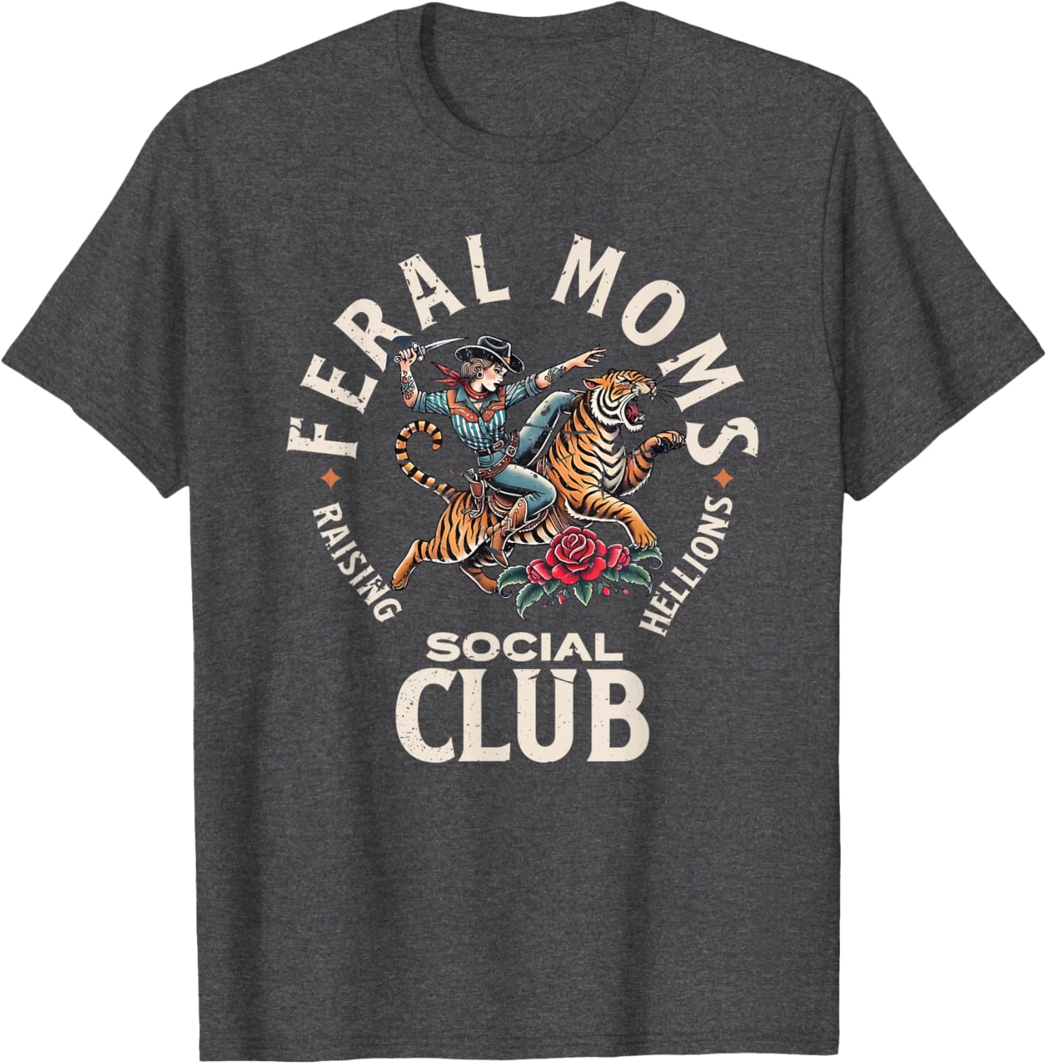 Retro Funny Feral Moms Social Club T-Shirt for Sarcastic Mothers - 3