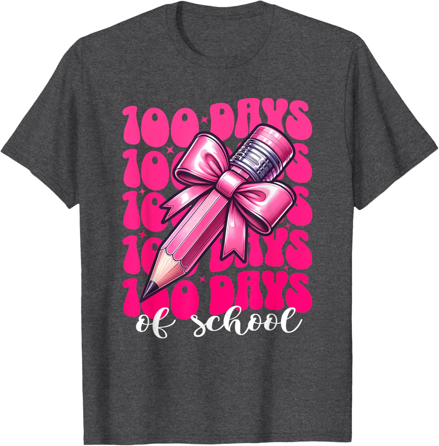 100th Day of School Girls Coquette Bow T-Shirt for Fun Celebration - 7