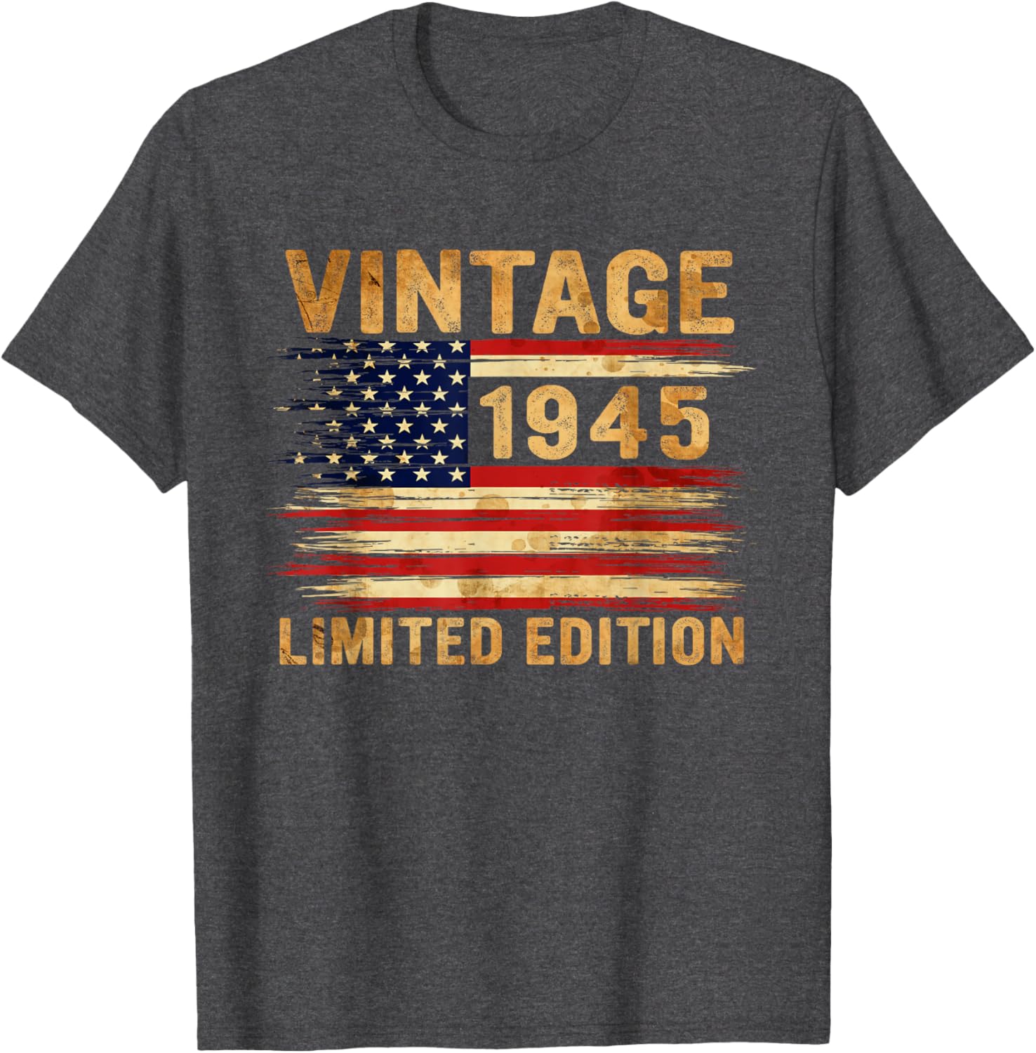 Vintage 80th Birthday T-Shirt for Men Women 1945 American Flag Design - 2