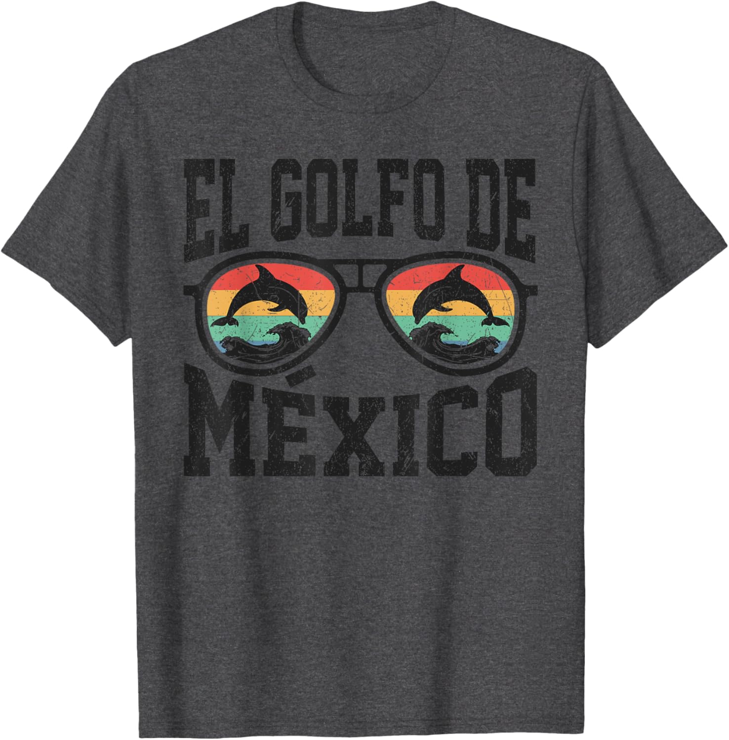 El Golfo De Mexico Dolphin Beach T-Shirt Retro Vintage Sunglasses Style - 7