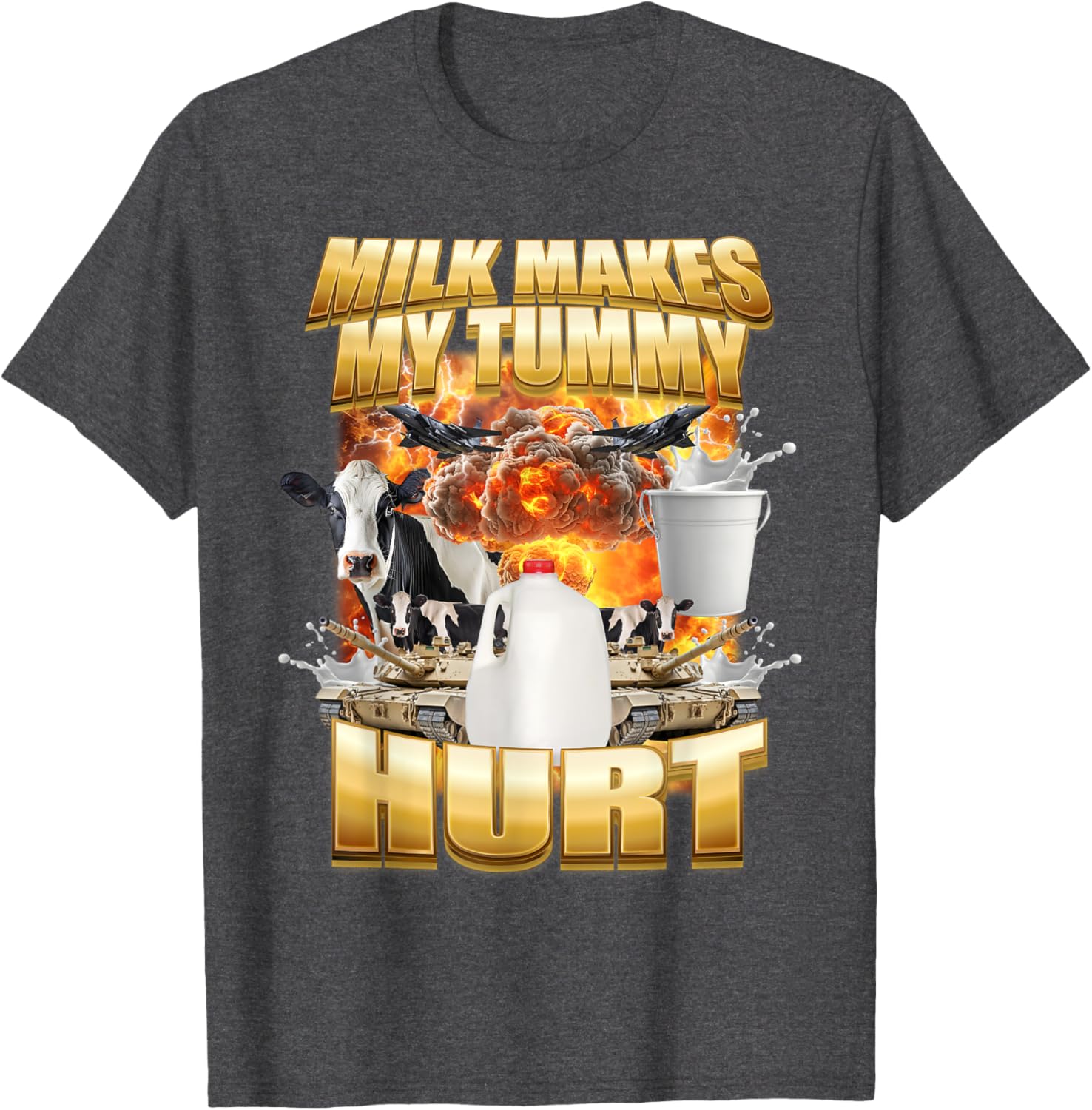 Funny Cow Meme T-Shirt for Milk Lovers - Tummy Hurt Humor Shirt - 2