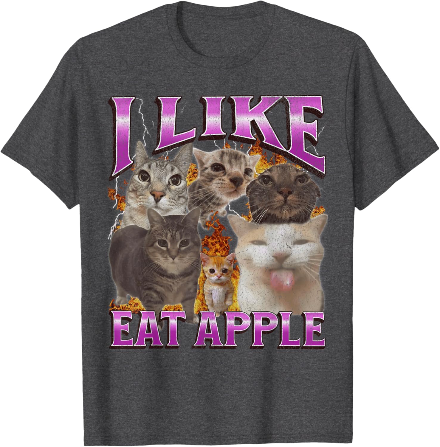 Funny Cat Meme Graphic T-Shirt I Like Eat Apples for Men and Women - 16